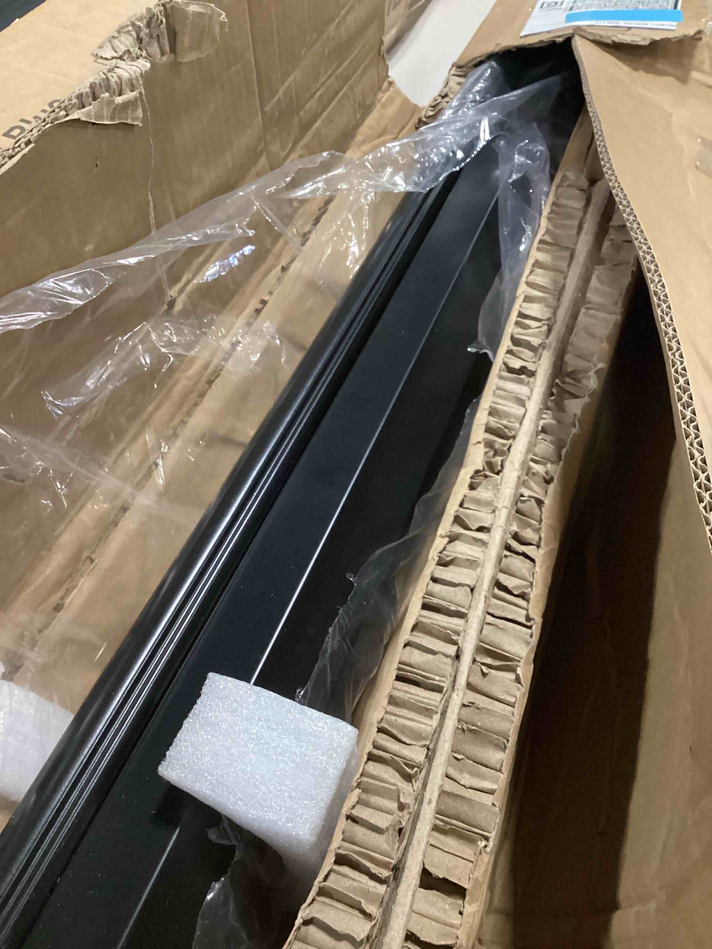 Condition photo showing As Is for 59.8" x 86.6" motorized pull down green screen, wall mount | motorized 59.8" x 86.6" chroma key green screen