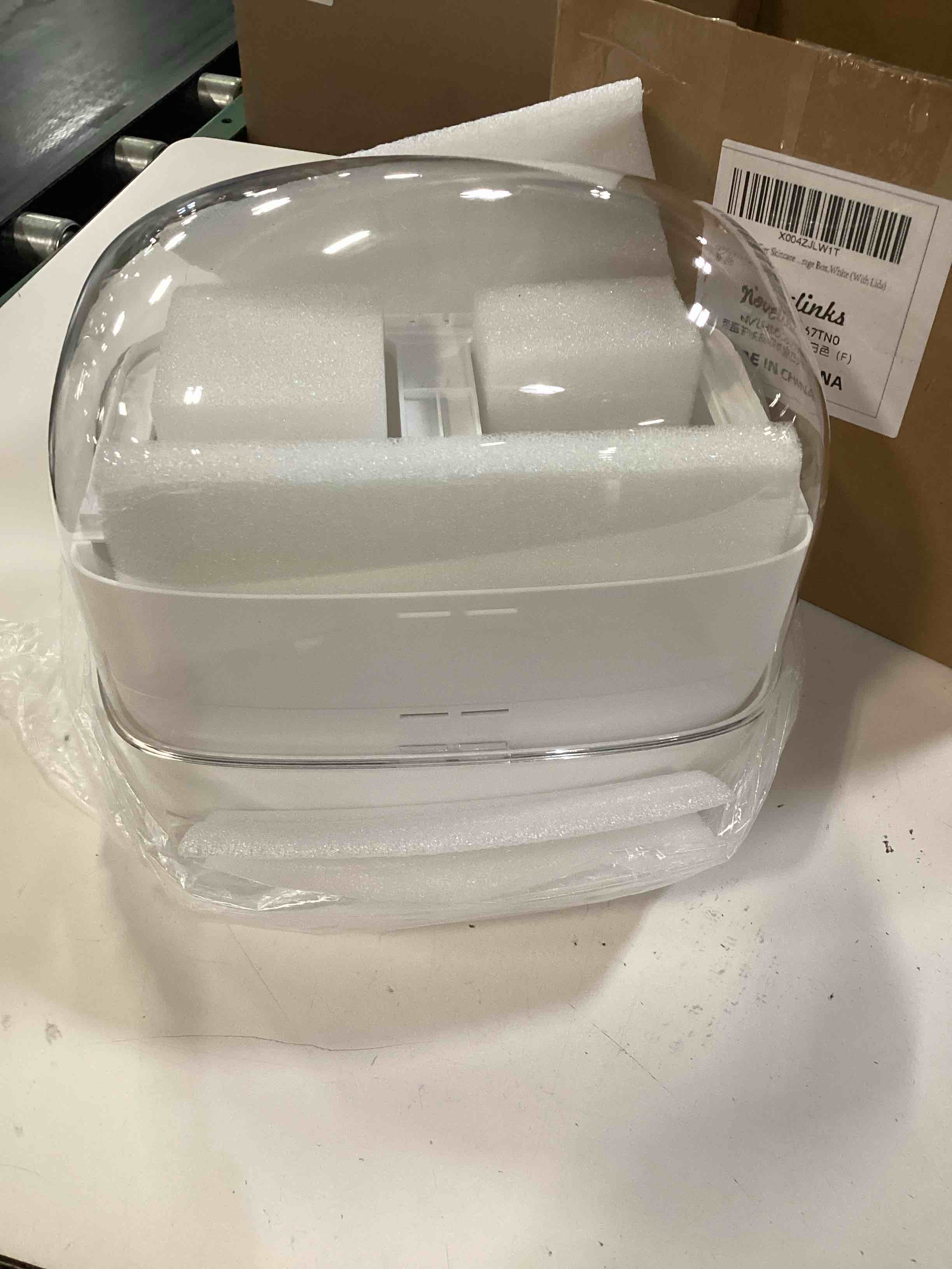 Condition photo showing Good Condition for novelinks 3-tier skincare makeup organizer with drawer and lid, white | with drawers and lid, for vanity, dresser and bathroom countertop, large cosmetic storage box case, non-slip base