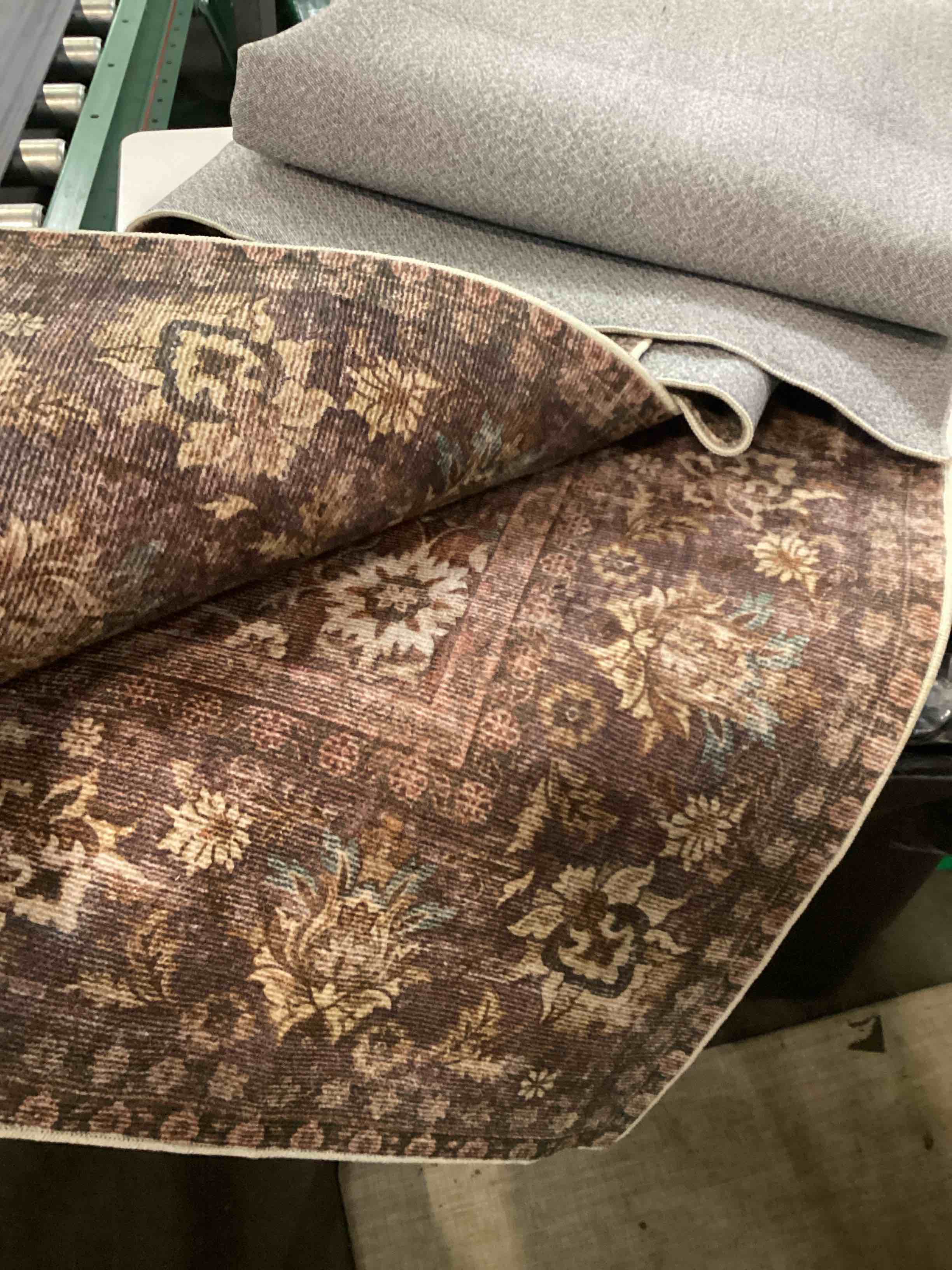 Condition photo showing Good Condition for schweek 8x10 brown area rugs washable vintage large rug for living room | soft non slip low pile large area rug, stain resistant distressed carpet for bedroom, dining room, office, playroom, nursery