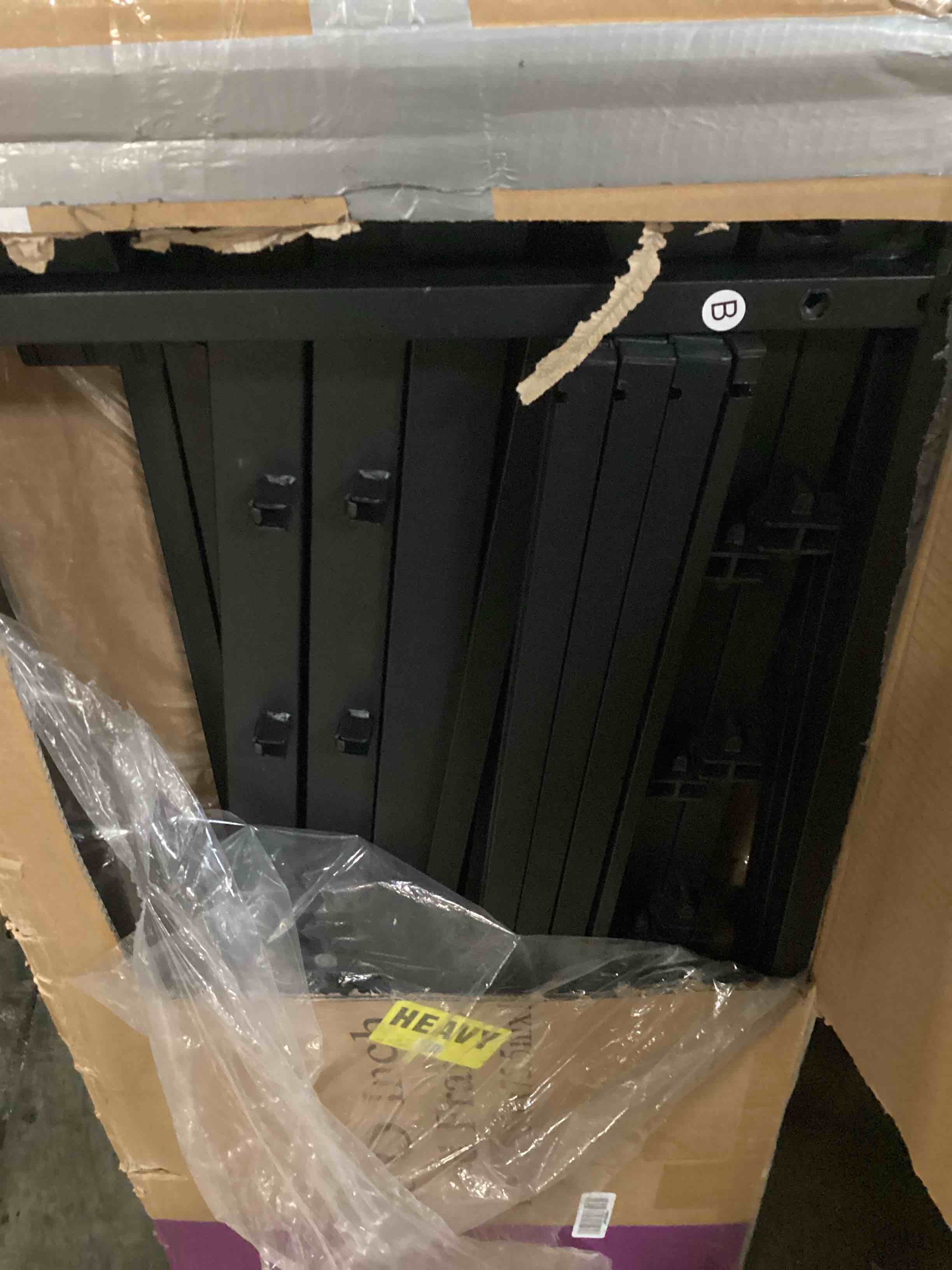 Condition photo showing As Is for 18 inch king bed frame heavy duty support with 4 mattress baffles | noise-free, easy assembly, 3500lbs load capacity, no box spring needed, headboard holes, rubber pads, 16.4" storage