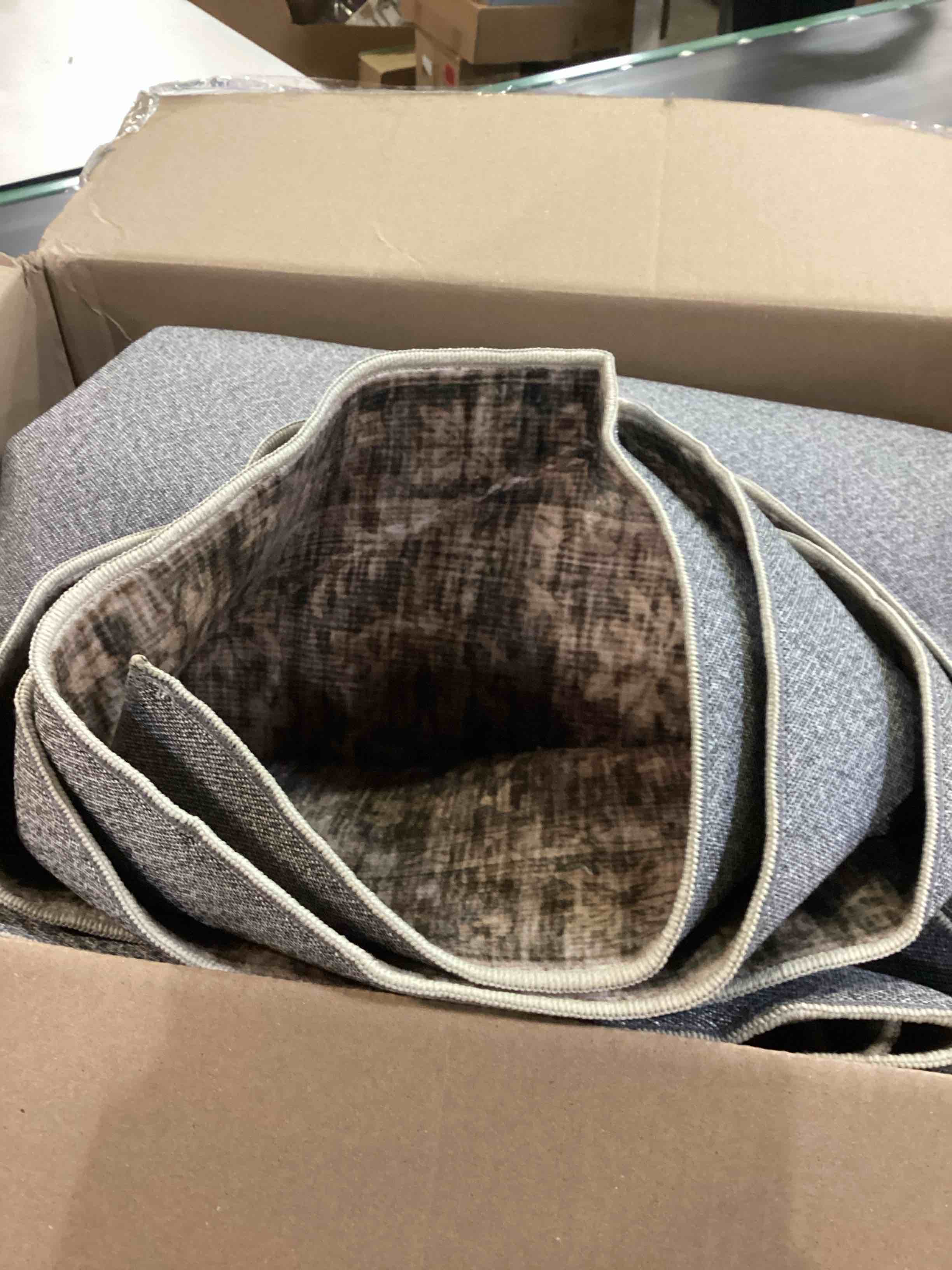 Condition photo showing As Is for berthmeer 9'x12' large area rugs for living room bedroom office brown and green vintage non slip washable farmhouse dining room oriental traditional distressed rugs