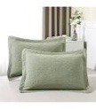 phf 100% cotton waffle pillow shams with flange 20"x36", 2 packs , olive green | soft breathable waffle weave pillow cover skin-friendly pillowcase with elegant flange for couch sofa bedroom, no filling