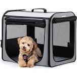 pecute portable soft-sided carrier for dog & cat, grey, large