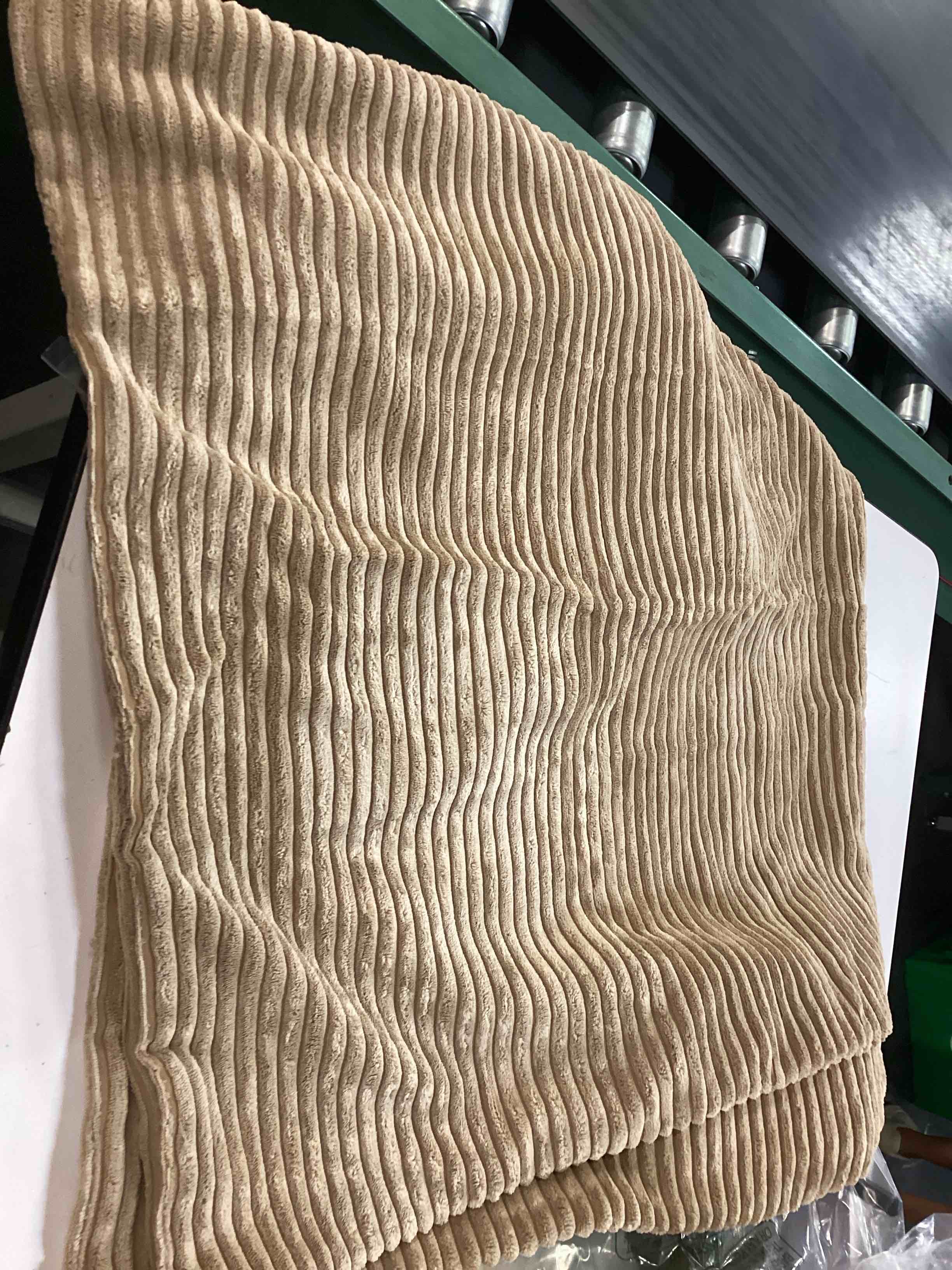 Condition photo showing Good Condition for mecatny corduroy fall decorative throw pillow covers 24x24 set of 2 khaki | soft striped texture, hidden zipper design, neutral boho square pillow cases for sofa couch living room bedroom, home décor