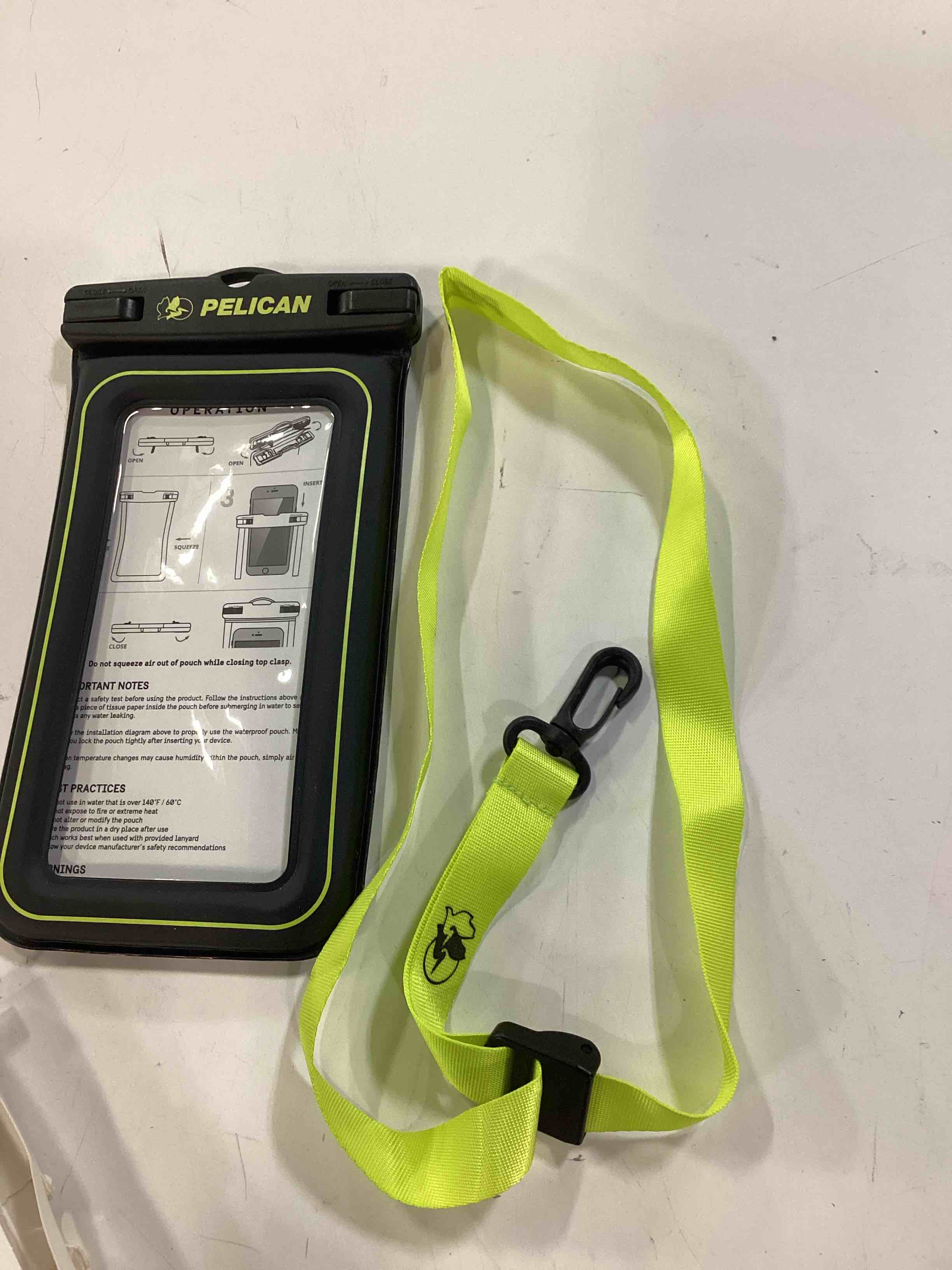 Condition photo showing Good Condition for pelican 4 pack marine waterproof phone pouch (regular) -black/hi-vis yellow | touchscreen ip68 floating waterproof phone case w/detachable lanyard - fits all phones - beach cruise ship travel essentials black/neon - 4 pack - regular regular 4 pack