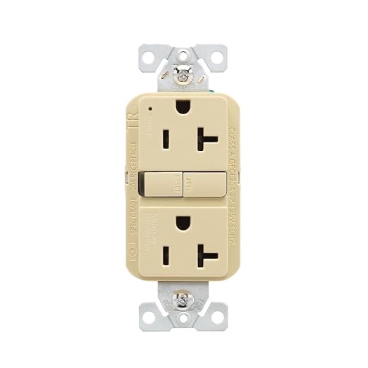 Eaton TRGF20V Tamper Resistant Self-Test GFCI Receptacle, 20A, 125V, Ivory