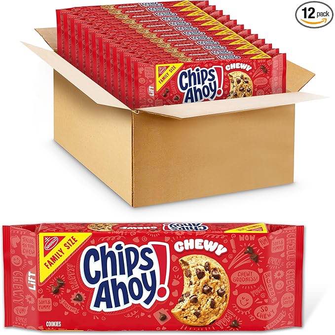 case of 12 nabisco chips ahoy! cookies chewy 1x19.5 oz (bb 10/16/26)