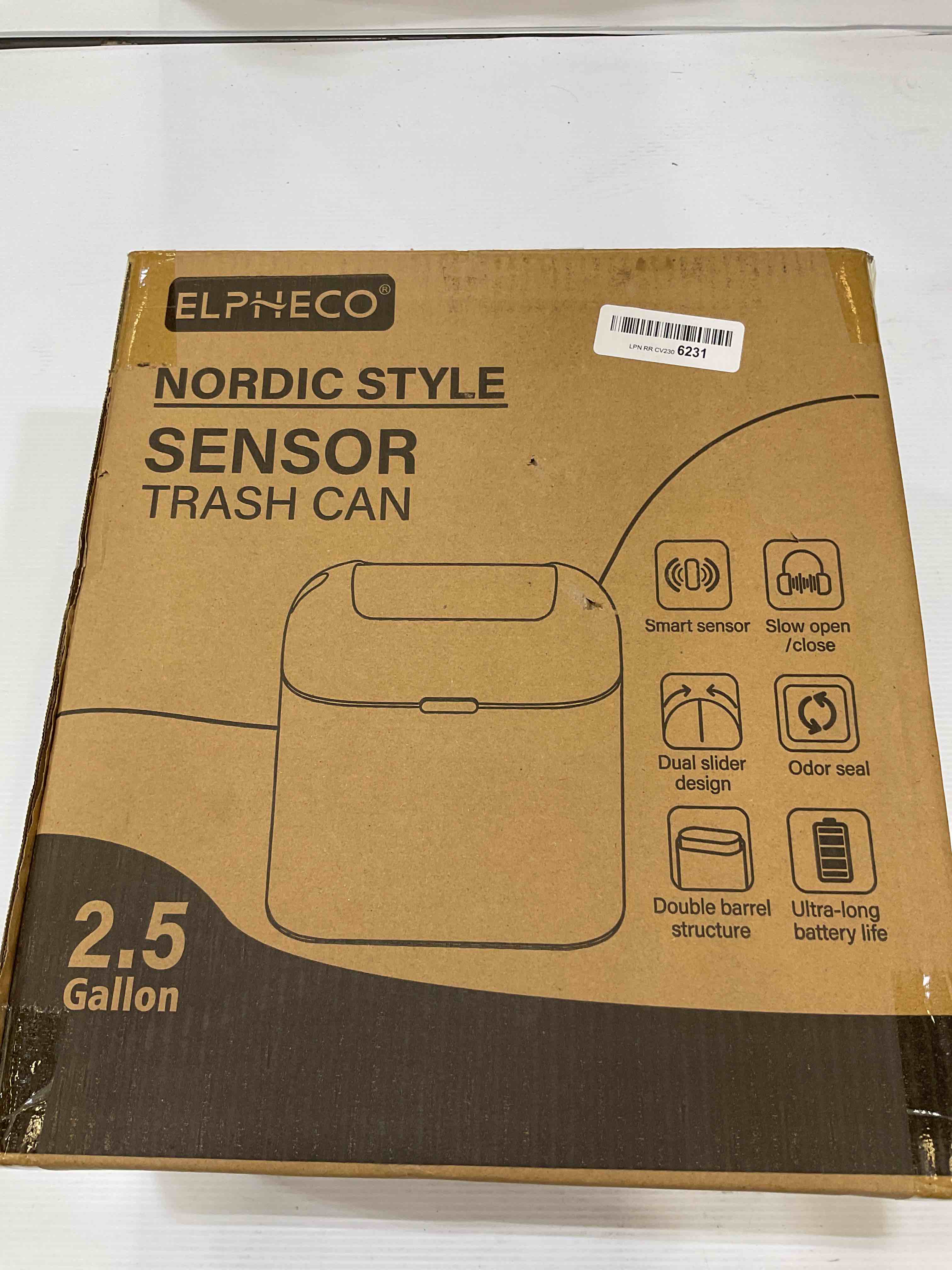 ELPHECO Trash Can, 2.5 Gallon Waterproof Motion Sensor Small Bathroom Trash Can 