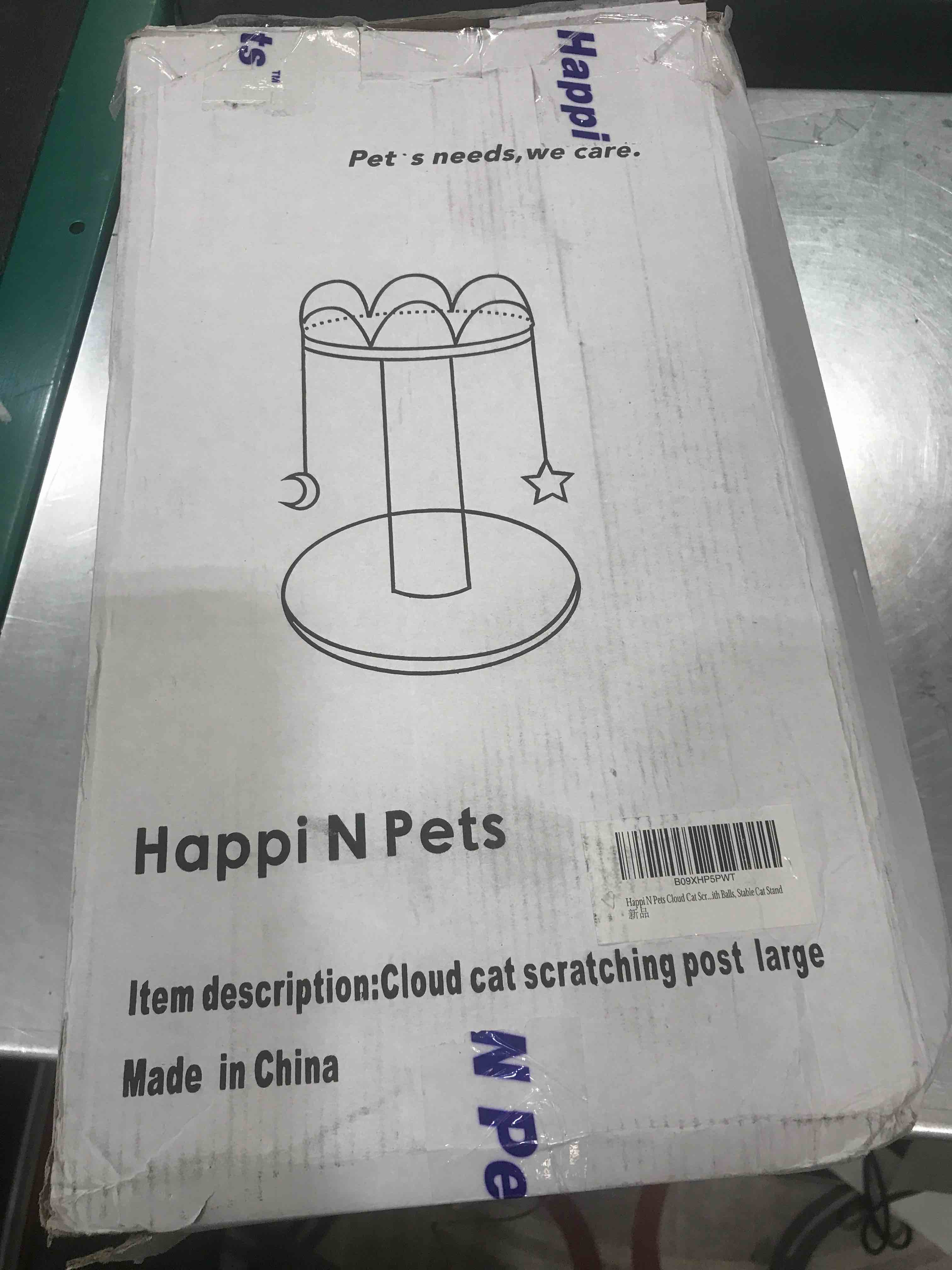 happ in pets cloud cat scratching post with balls, stable cat stand
