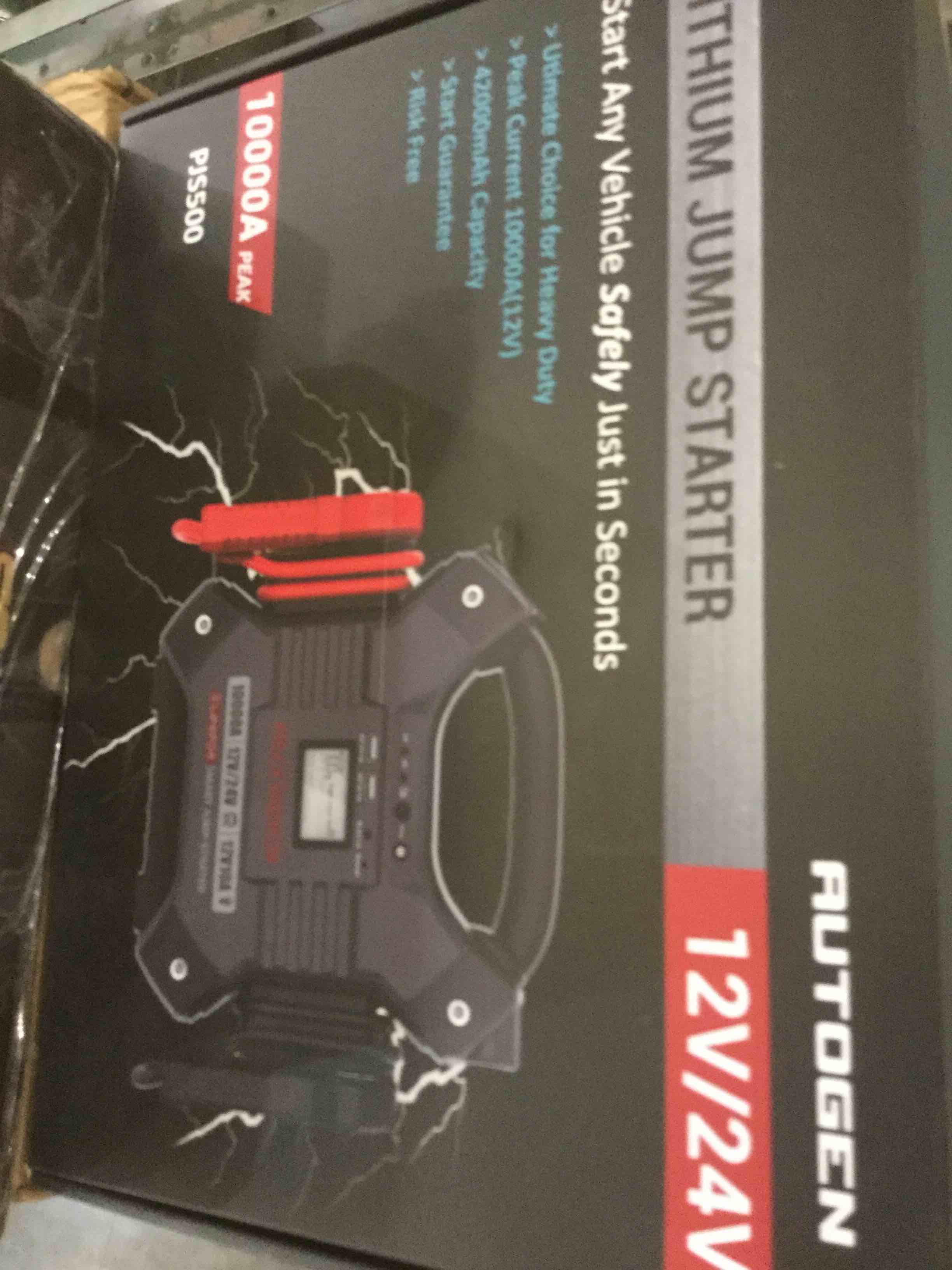 AUTOGEN 12V & 24V Jump Starter 10000Amp Lithium Iron Phosphate (LiFePO4) Battery, Booster Jumper Box with Smart LED Screen Built-in LED Light