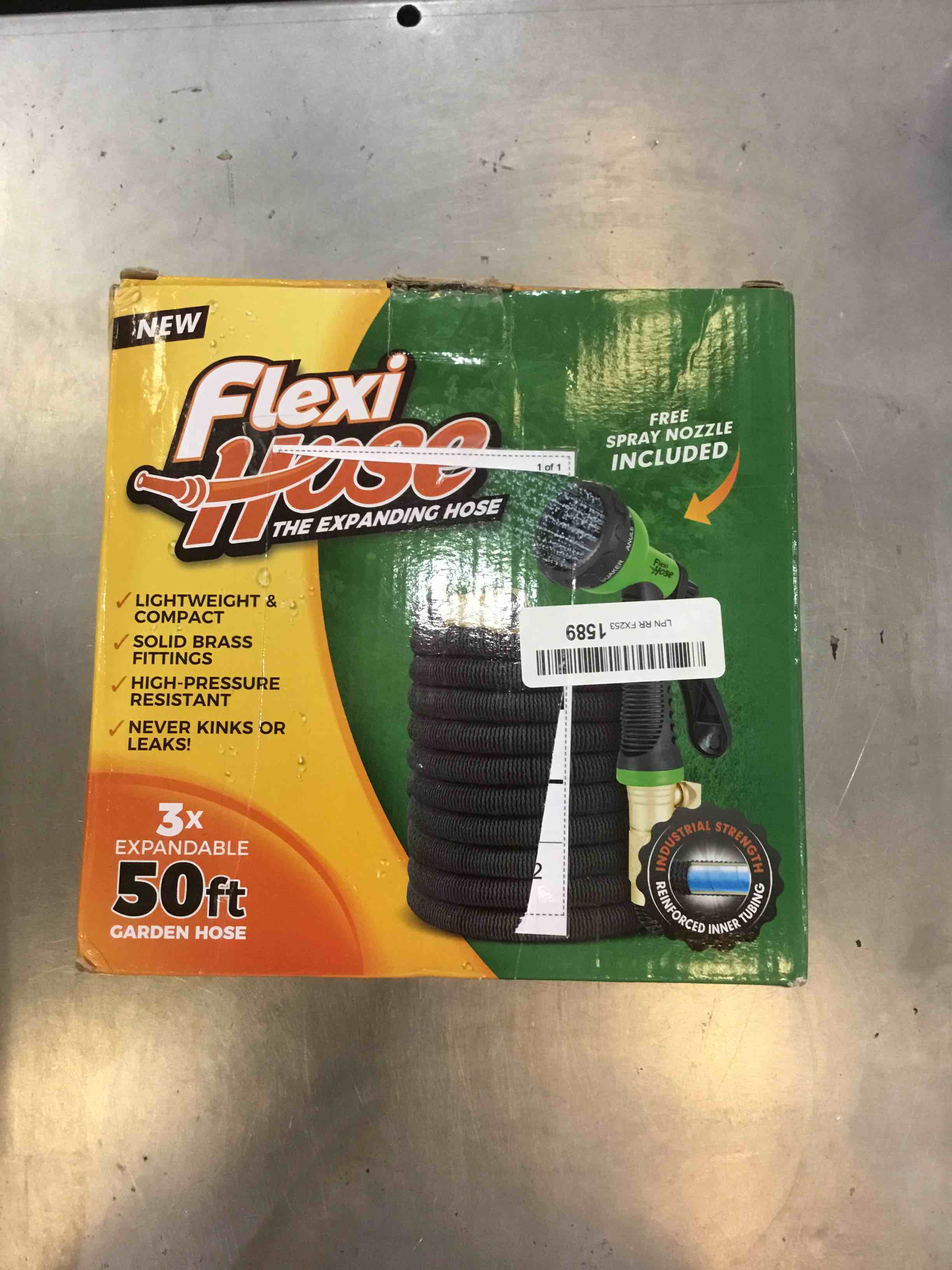Flexi Hose with 8 Function Nozzle Expandable Garden Hose 50 ft, Lightweight & No-Kink Flexible Extendable Garden Flex Hose, 3/4 inch Solid Brass Fittings and Double Latex Core, 50ft Black