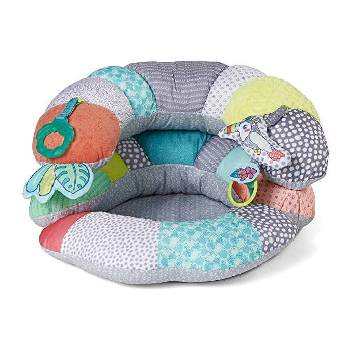 Infantino 2-in-1 Tummy Time & Seated Support - Pillow Support for Newborns and Older Babies, with Detachable Support Pillow and Toys, for Development of Strong Head and Neck Muscles
