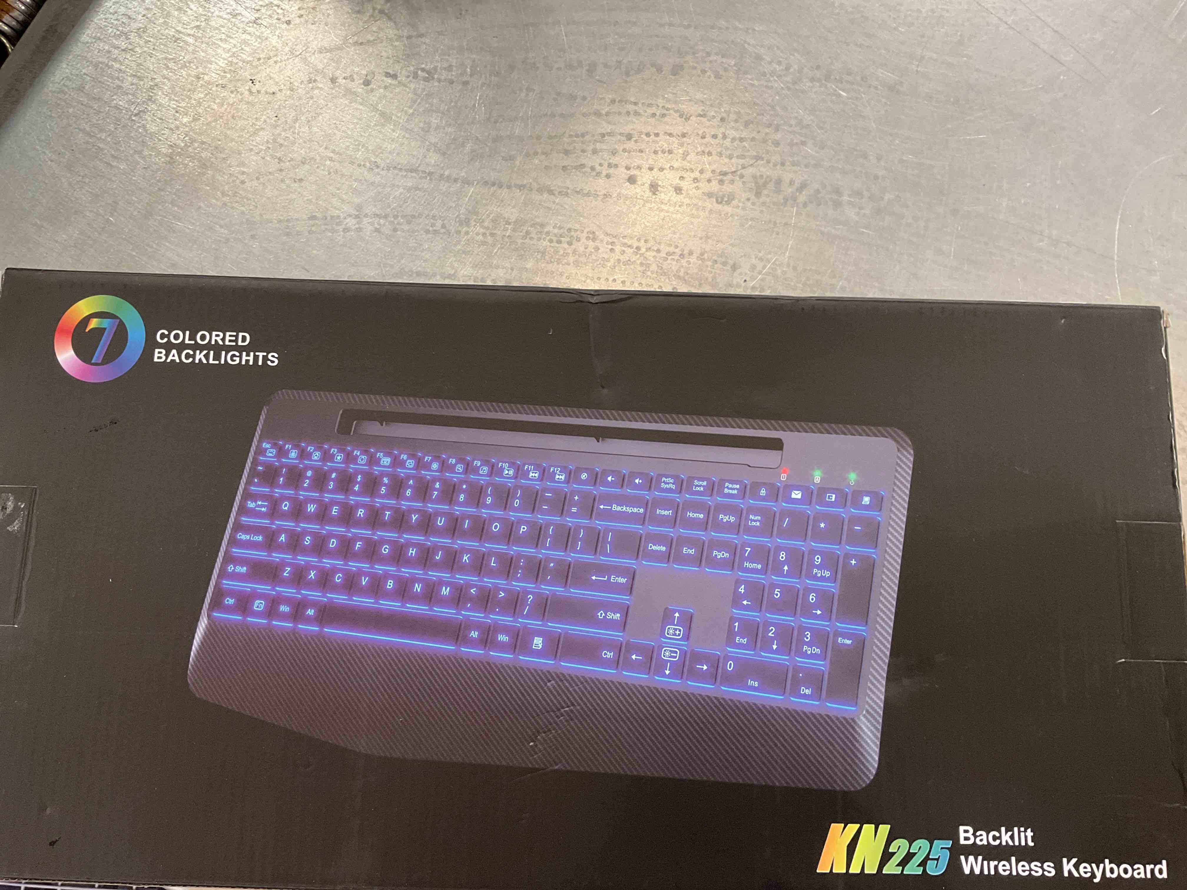 Trueque Wireless Keyboard with 7 Colored Backlits, Wrist Rest, Phone Holder, Rechargeable Ergonomic Computer Keyboard with Silent Keys, Full Size Lighted Keyboard for Windows, MacBook, PC, Laptop