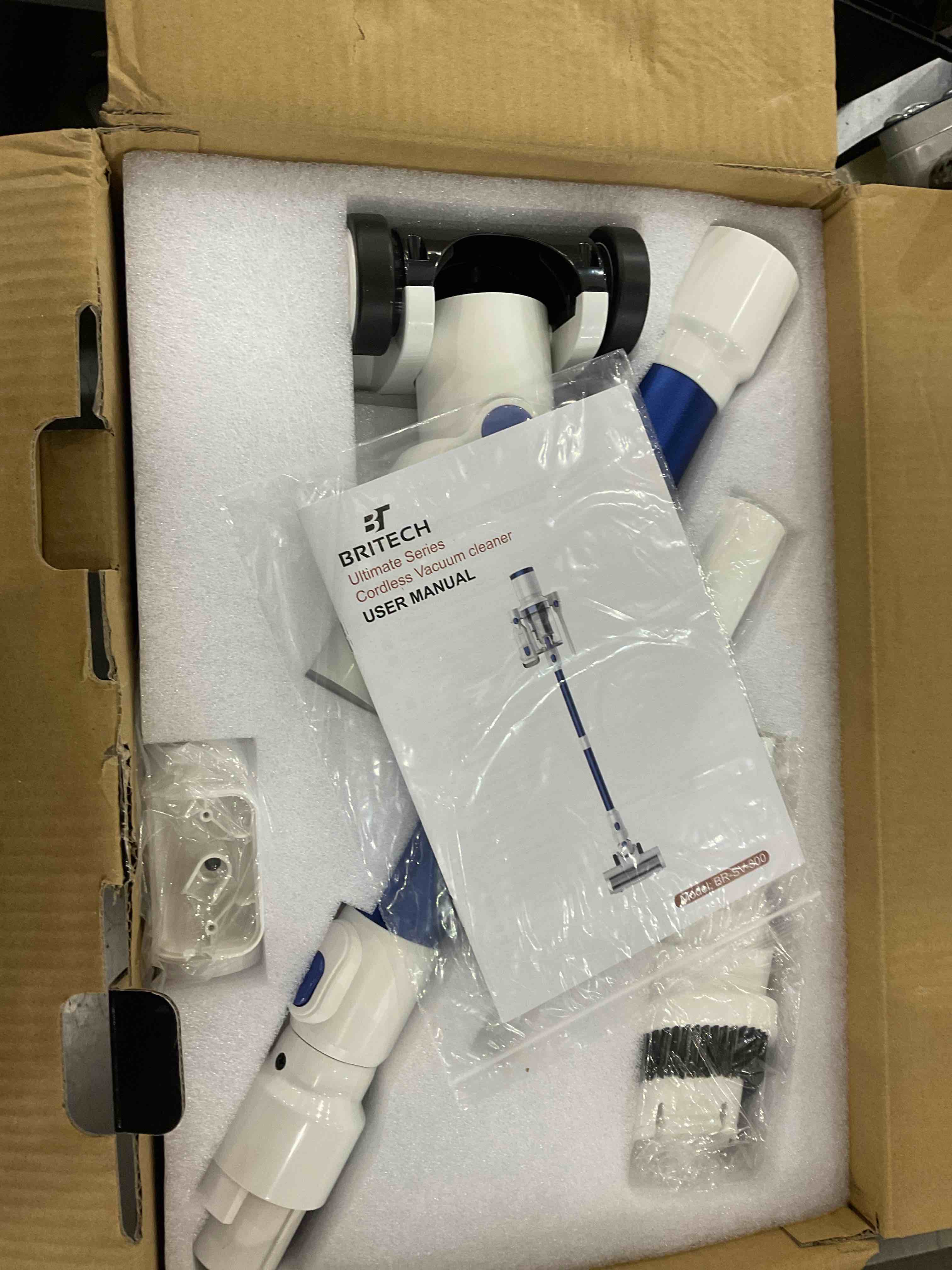 BRITECH Cordless Lightweight Stick Vacuum Cleaner, 300W Motor for Powerful Suction 40min Runtime, LED Display Screen & Headlights, Great for Carpet Cleaner, Hardwood Floor & Pet Hair (Blue)