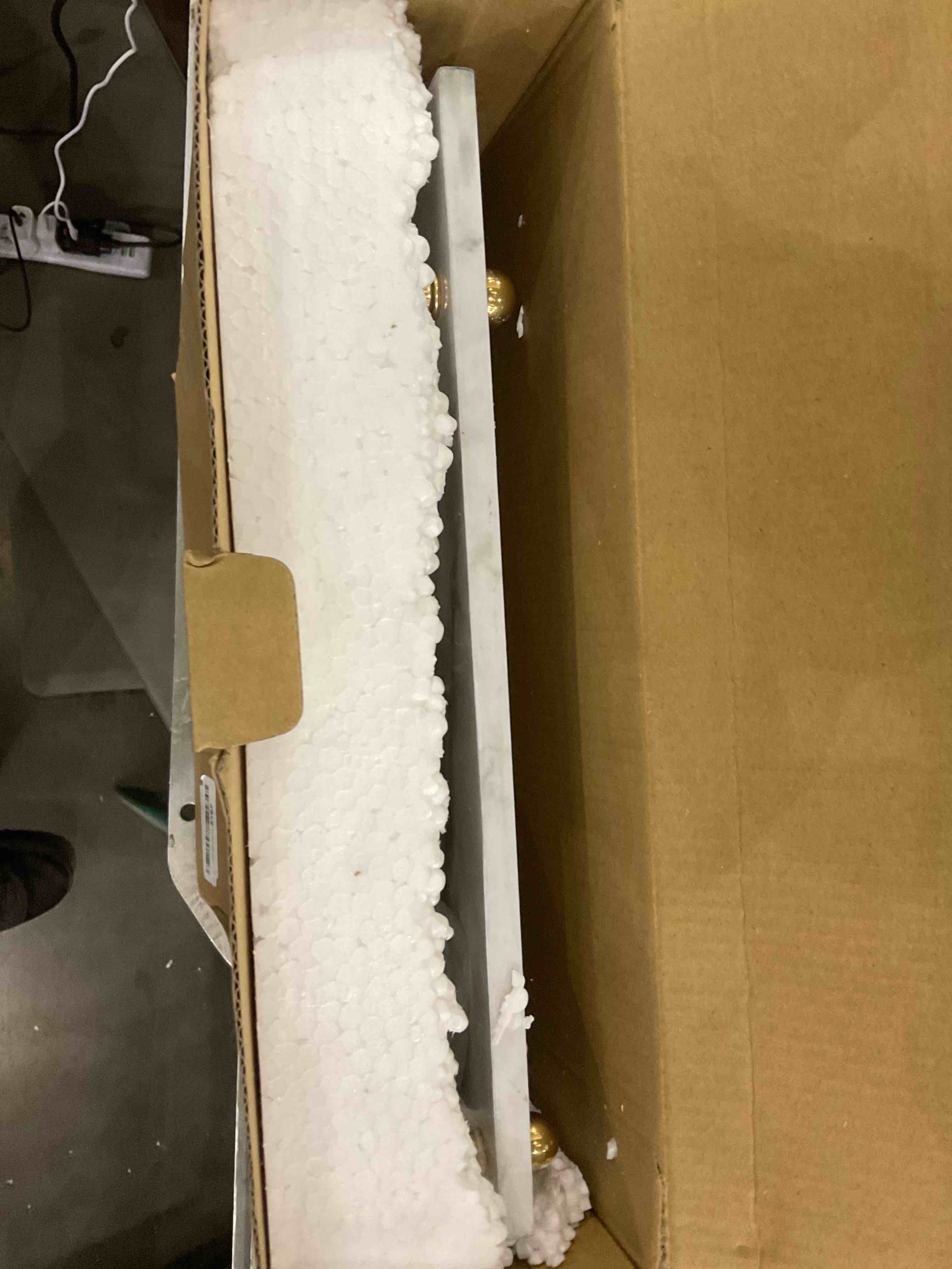 PuTwo Decorative Tray, MDF Tray with Marble Print, Handmade Vanity Tray, Perfume Tray with Gold Metal Handle, Trinket Tray, Catchall Tray for Dresser Bathroom Vanity Table (Gray and White)