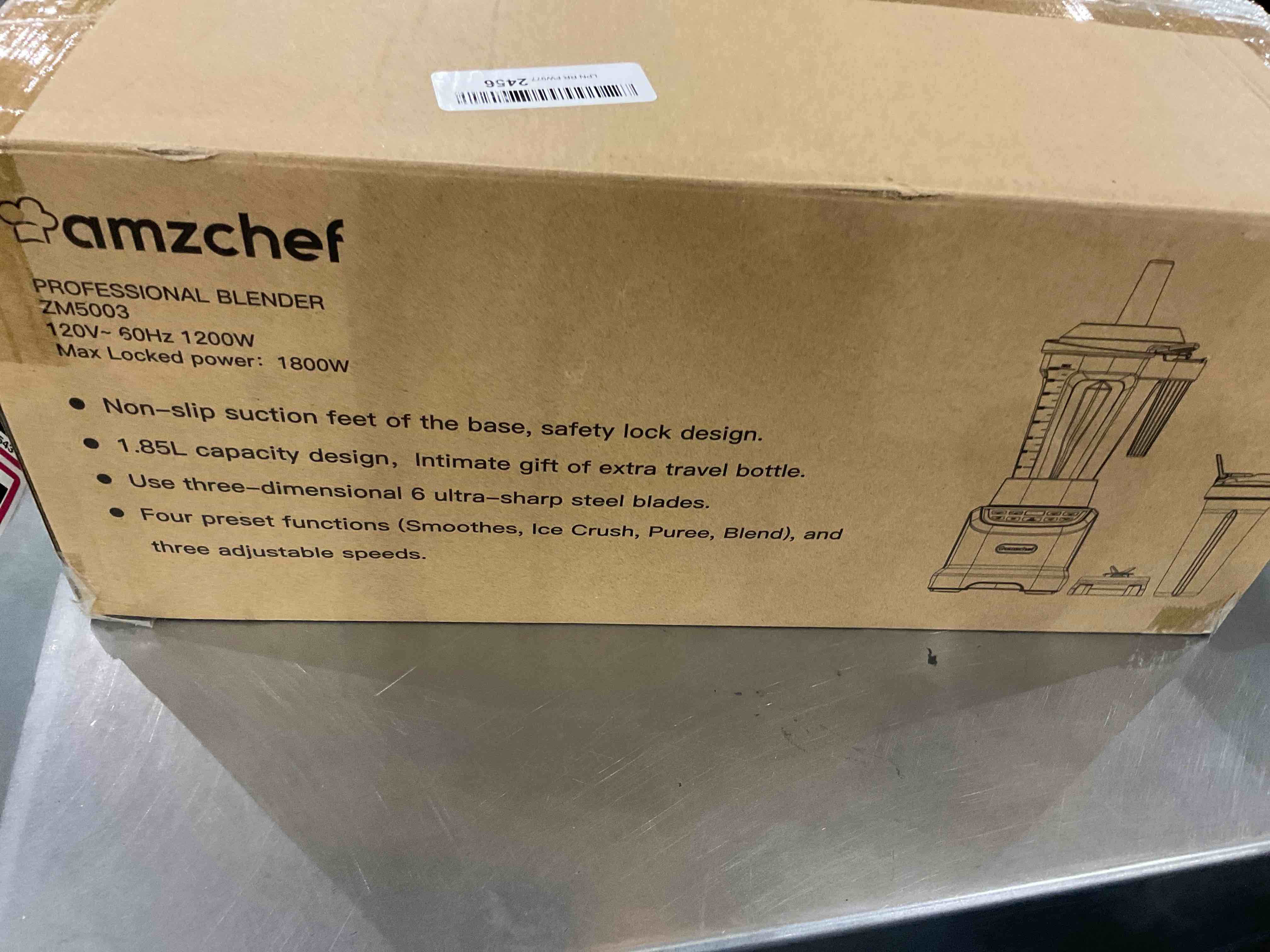 AMZCHEF Smoothie Countertop Blender, 1800 W Professional Blender for Kitchen with 600ml Travel bottle, High-Speed Blender for Shakes, Smoothies, Ice Crushing, Frozen Fruits(Update)