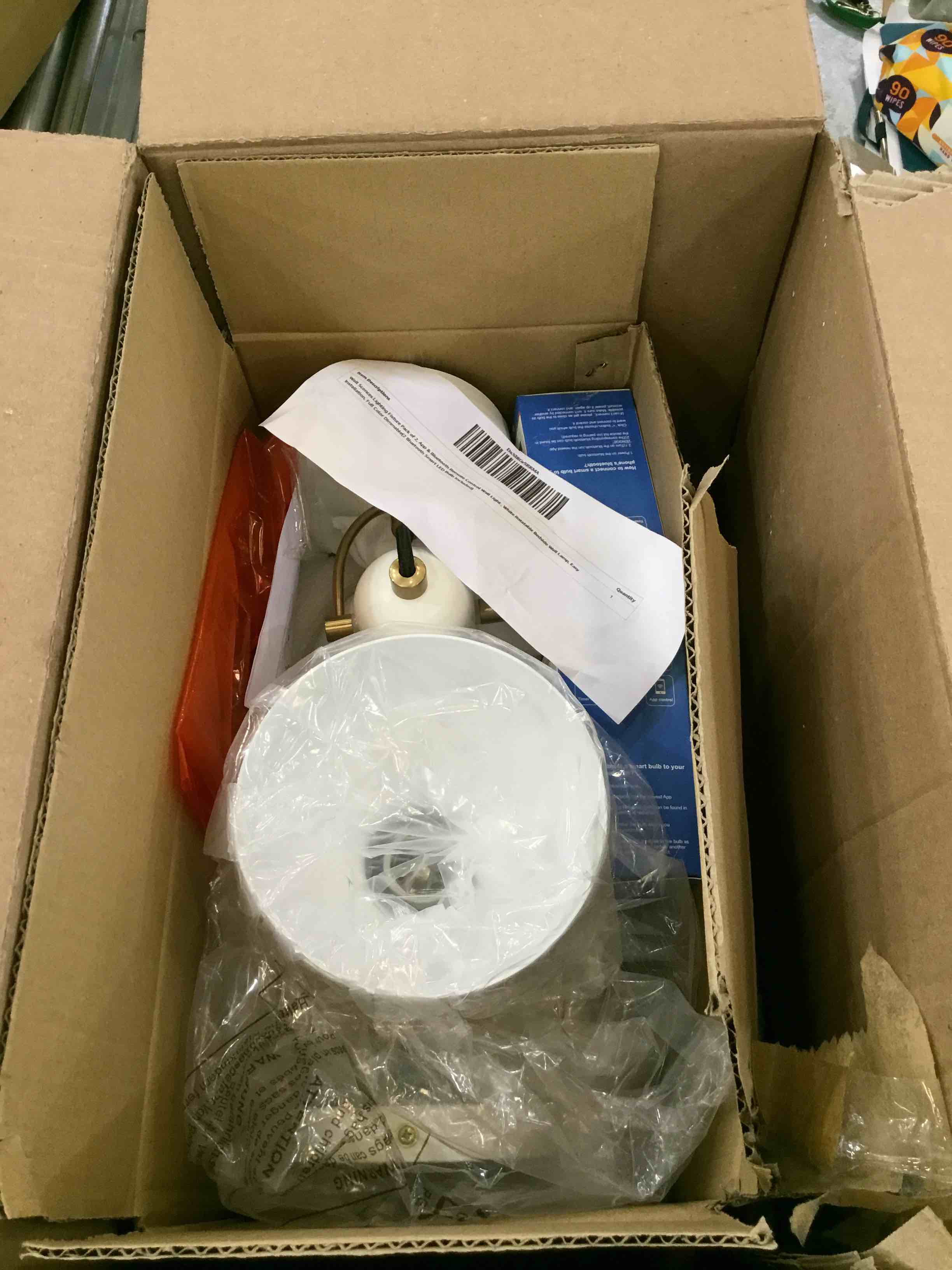 ClanKin Wall Sconces Lighting Fixture Pack of 2, White Bedside Wall Lamp for Bedroom Hallway Living Room, Easy Installation(E26 Base, 2 Bulbs Included)