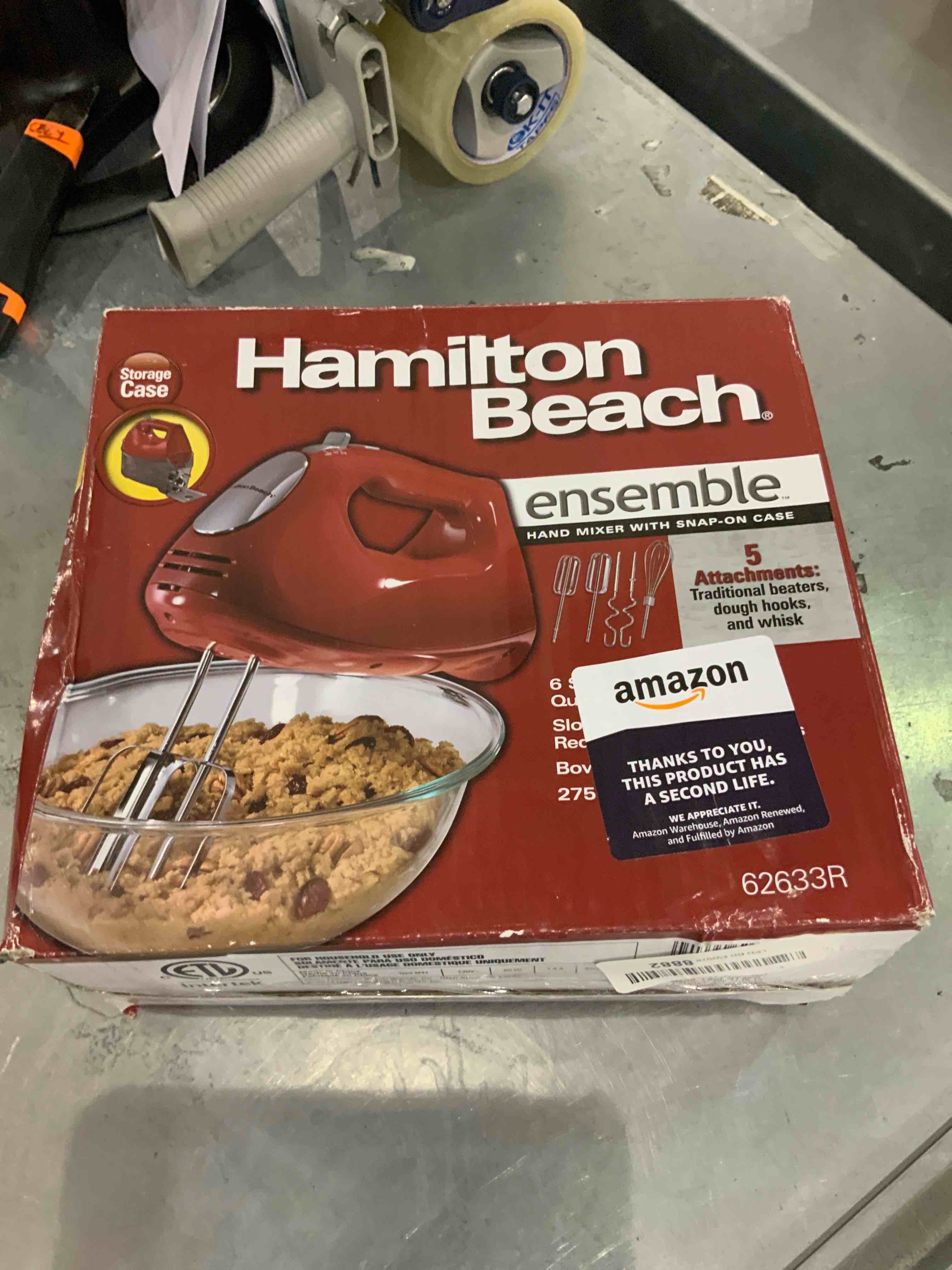 Hamilton Beach 6-Speed Electric Hand Mixer with Whisk, Traditional Beaters, Snap-On Storage Case, Dough Hooks, Red