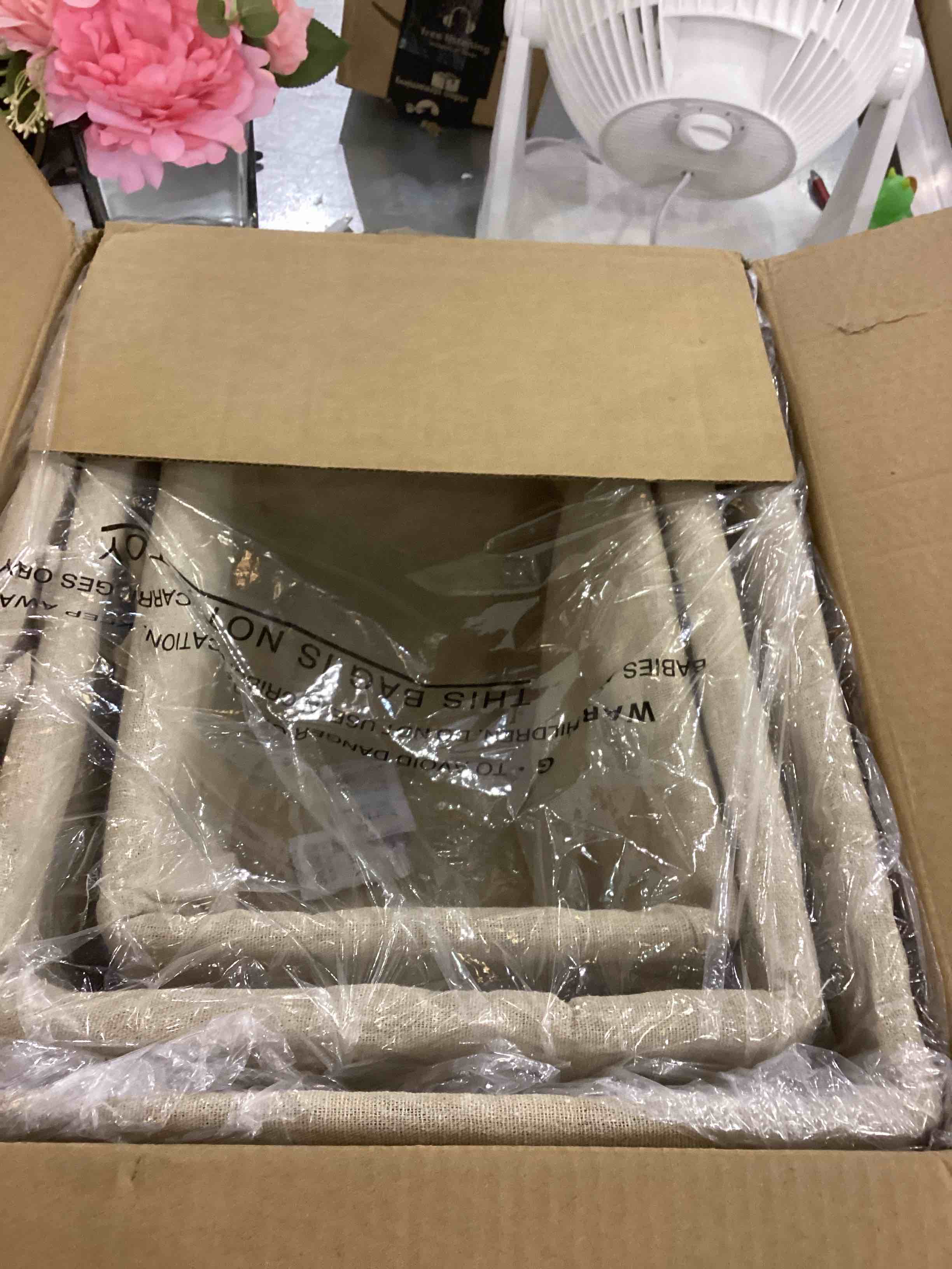 EZOWare Natural Seagrass Woven Baskets, Set of 3 Rectangular Storage Organizer Wicker Nesting Container Bins Boxes - Mixed Size (1 Large, 1 Medium, 1 Small)