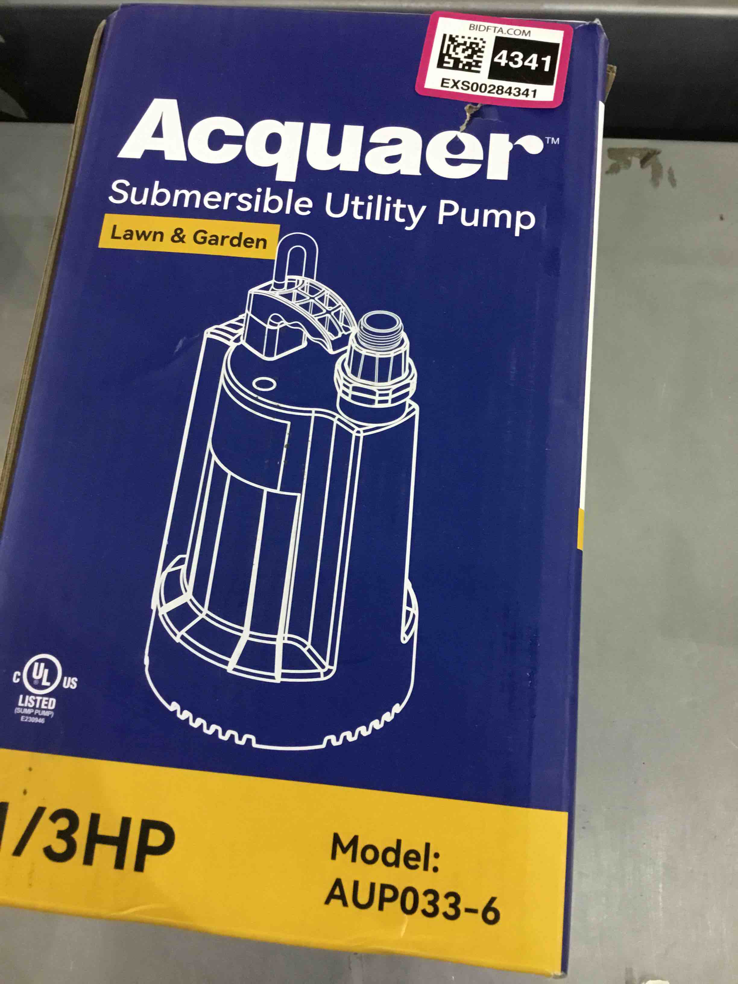 Acquaer 1/3 HP Automatic Submersible Water Pump, 115V Sump Pump with 3/4” Garden Hose Check Valve Adapter,2160 GPH High Flow Water Removal for Swimming Pool Cover Hot Tubs Flooded House Basement