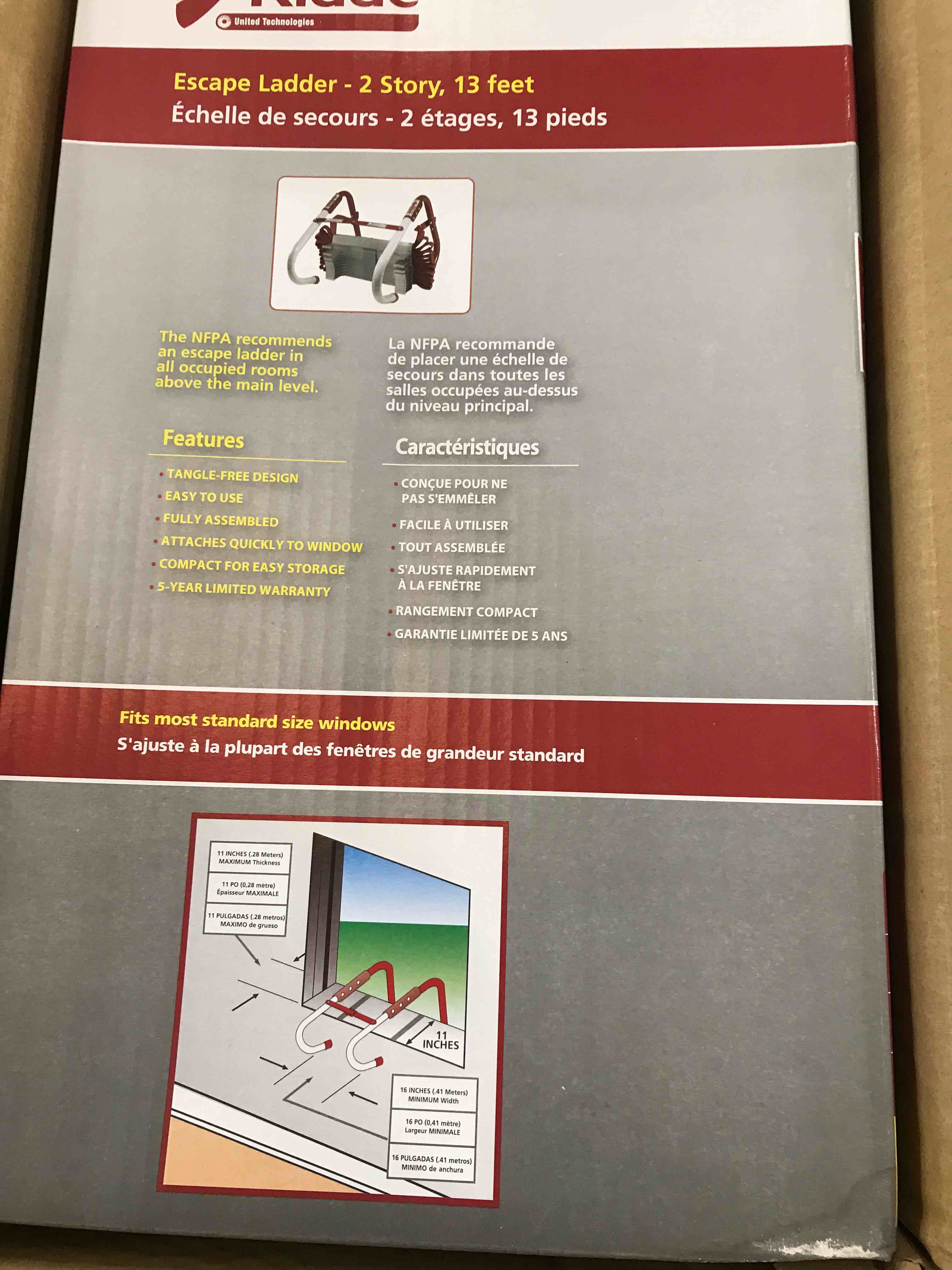 Kidde Fire Escape 2-Story Ladder, Escape Ladder, 13-Foot Anti-Slip Rungs, Rope Ladder