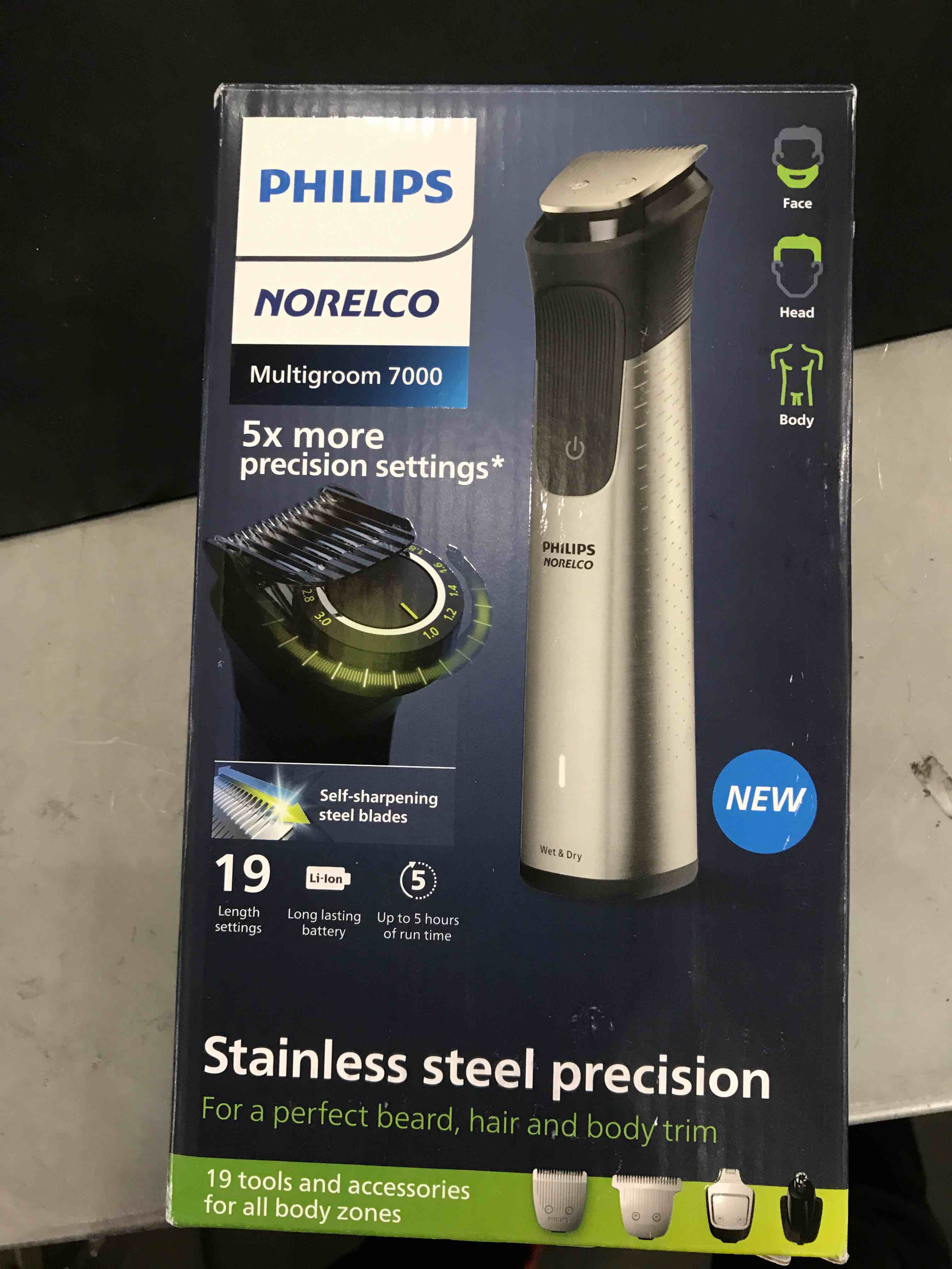 Philips Norelco Multigroom Series 7000, Mens Grooming Kit with Trimmer for Beard, Head, Hair, Body, and Face - NO Blade Oil Needed, MG7910/49