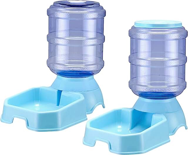 Pet Feeder and Water Food Dispenser Automatic for Dogs Cats, 100% BPA-Free, Gravity Refill, Easily Clean, Self Feeding for Small Large Pets Puppy Kitten Rabbit Bunny (E-Blue)