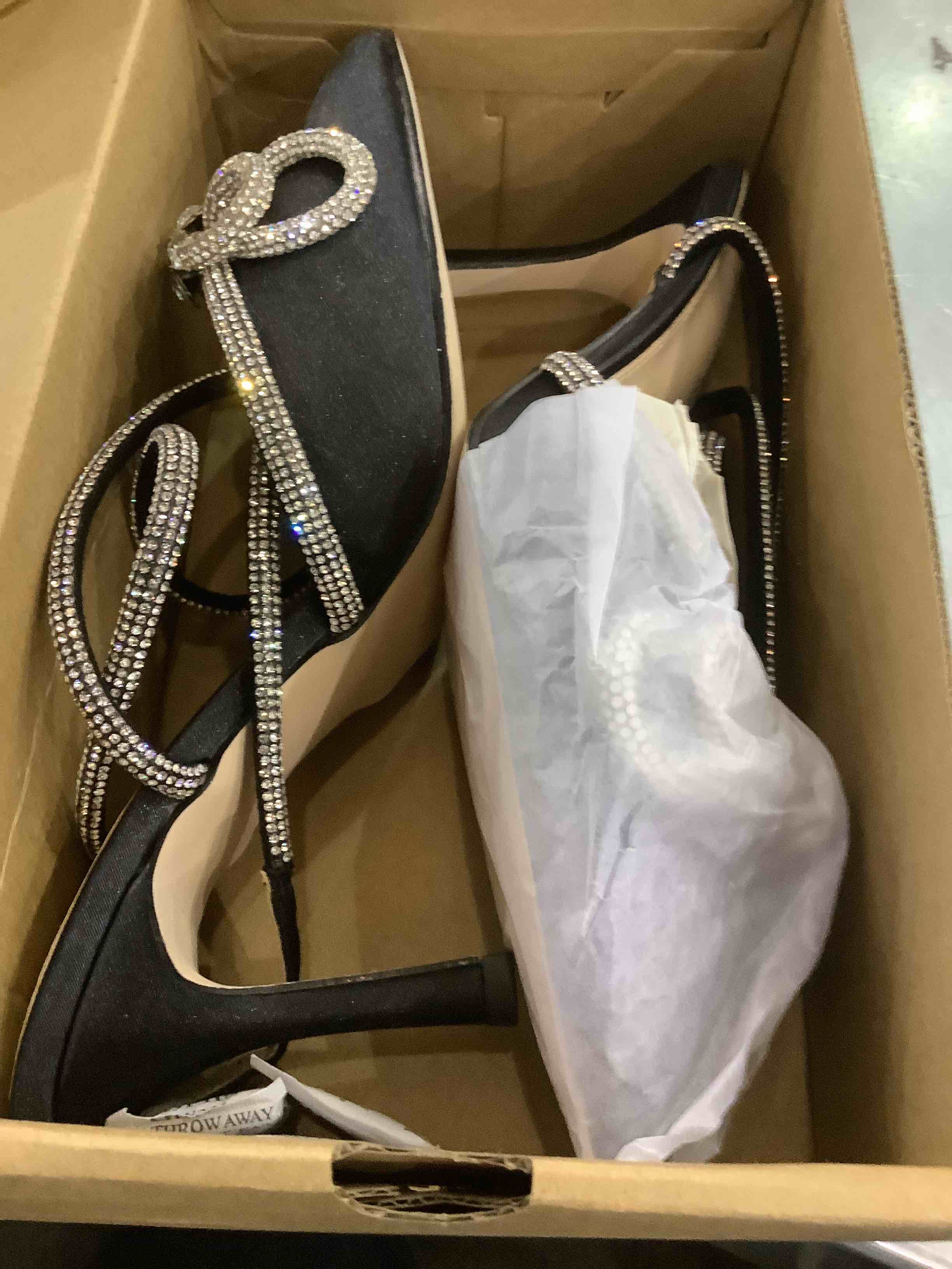 VETASTE Women's Double Bow Pointed Toe Ankle Strap Crystal Pumps Wedding Bridal Party Stilettos Backless Satin Heeled Sandals