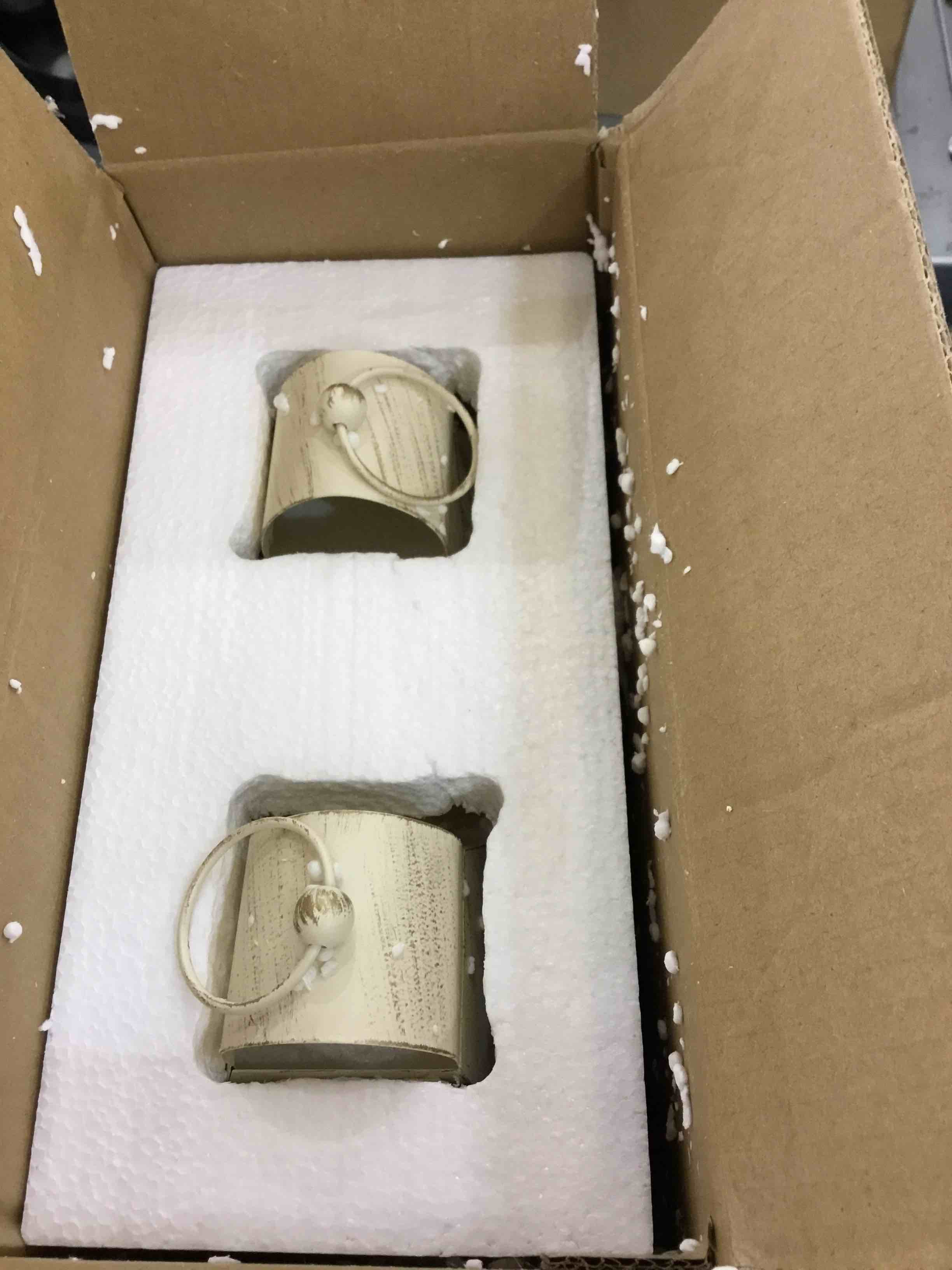 DECORKEY Decorative Candle Lantern, Set of 2, 11.6" Outdoor Beige Hanging Lanterns with Clear Glass, Vintage Metal Candle Holder Rustic Decor for Patio, Front Porch, Farmhouse, Wedding Gift