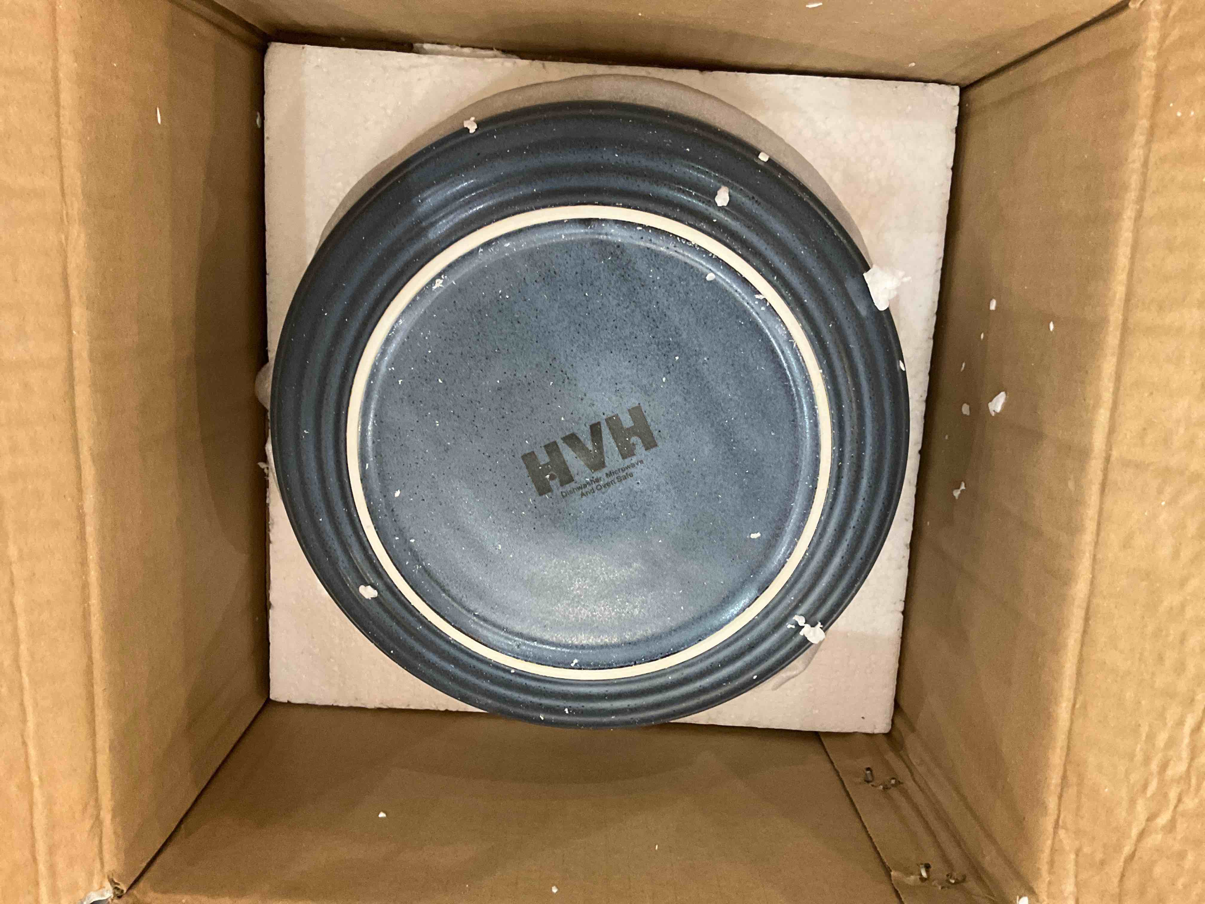 HVH 9.2 inch Large Pasta Bowls Set of 4, 40oz Big Salad Bowl Set of 4, Ceramic Plates Set, Shallow Bowls, Ceramic Bowls Set Microwave and Dishwasher Safe, Farmhouse Style (Black)