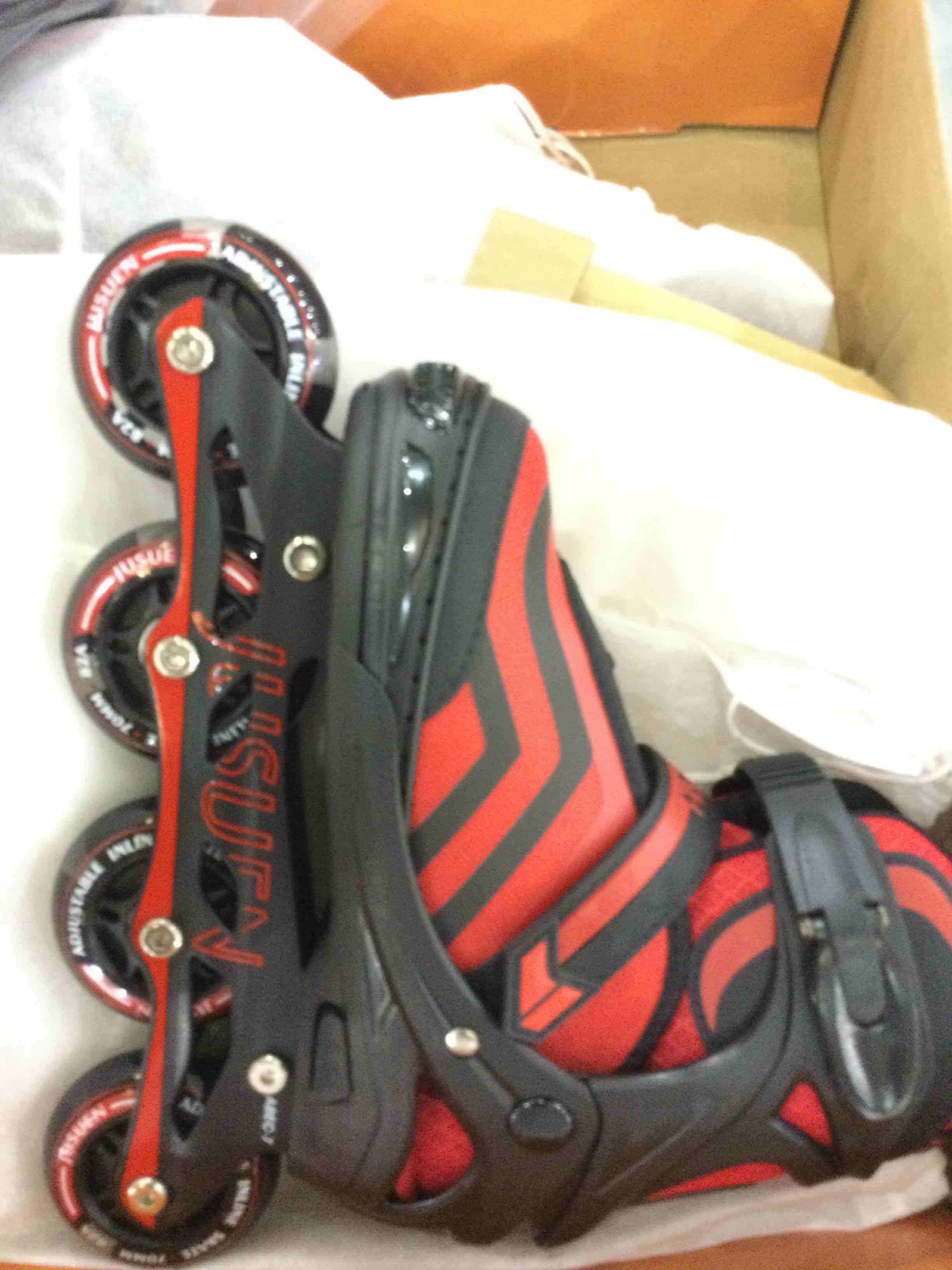 JUSUEN Inline Skates for Kids,Adjustable Roller Blades Skates with Light up Wheels for Girls and Boys Youth Adult -Red Medium(2-5US)
