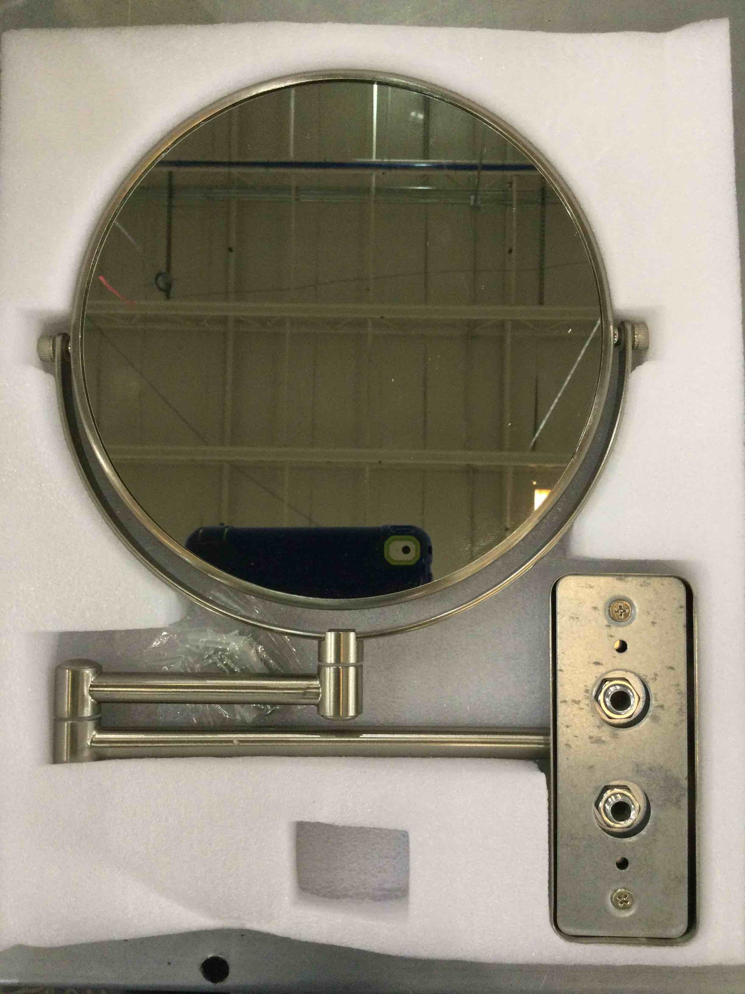 ALHAKIN Wall Mounted Makeup Mirror - 10x Magnification 8'' Two-Sided Swivel Extendable Bathroom Mirror Nickel Finish