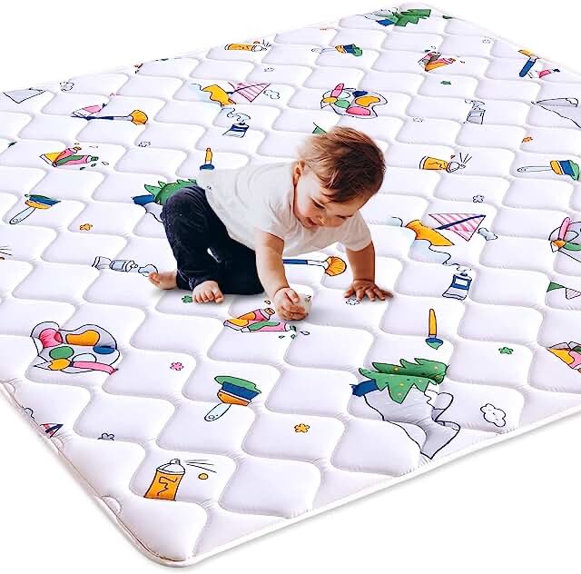 Vibe bear Baby Playpen Mat, 50 x 50 Inches Baby Crawling Mat, Thicken One-Piece Baby Playmat, Non Slip Washable Baby Play Mat for Playing, Soft Floor Mat for Babies, Infants, Toddlers