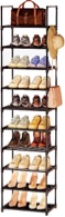 Kottwca 10 Tier Tall Shoe Rack Organizer for Closet Entryway, 20-24 Pair Shoes Boot Storage Rack, Narrow Metal Shoe Shelf Holder Cabinet Large Vertical Stackable Shoe Stand Racks for Bedroom Corner