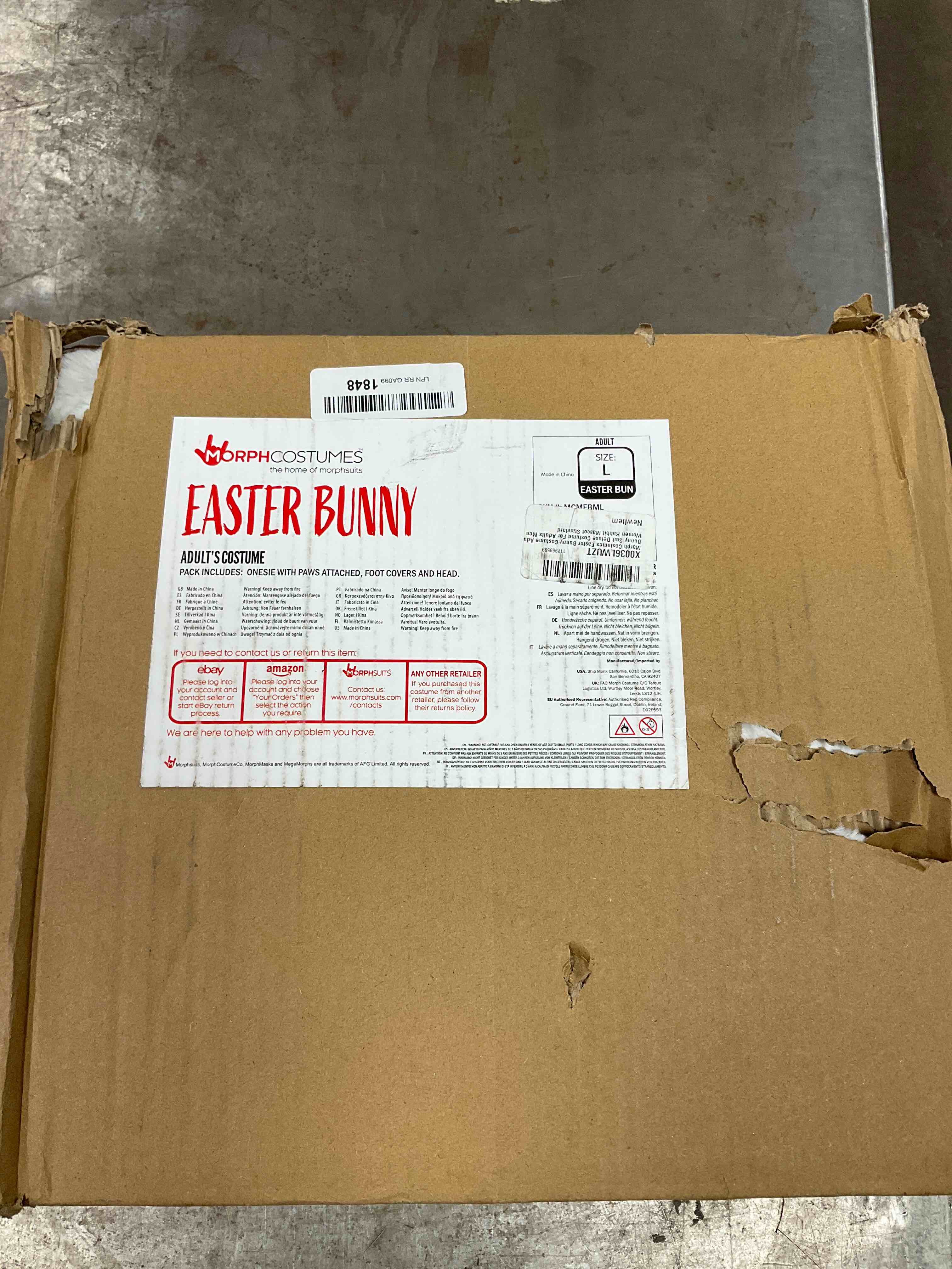 Morph Costumes Easter Bunny Costume Adult Bunny Suit Deluxe Costume For Adults Men & Women Rabbit Mascot Standard