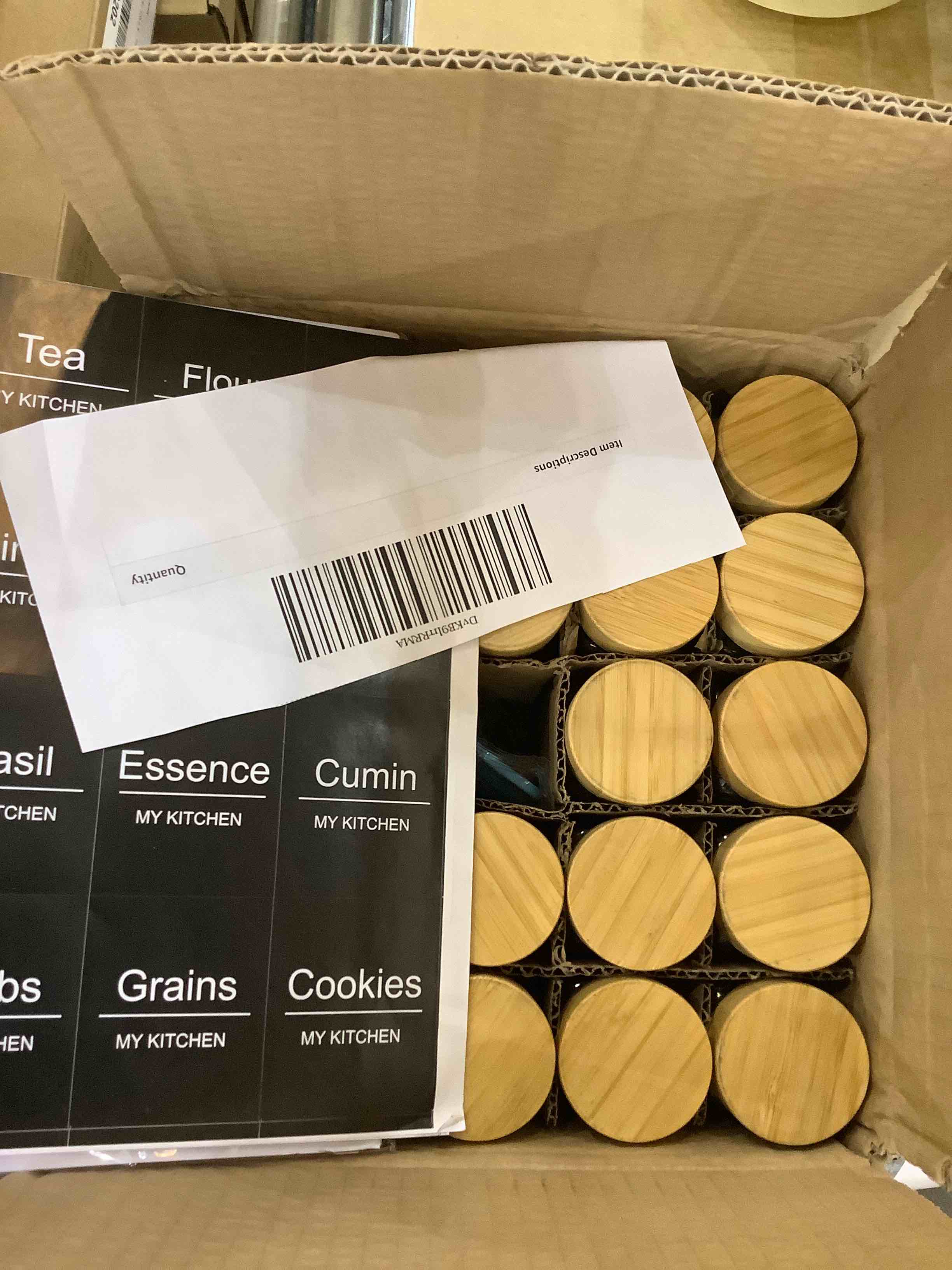 NETANY 24 Pcs Spice Jars with Labels - 4 oz Glass Spice Jars with Bamboo Lids, Minimalist Farmhouse Spice Labels Stickers, Collapsible Funnel, Seasoning Storage Bottles for Spice Rack, Cabinet, Drawer