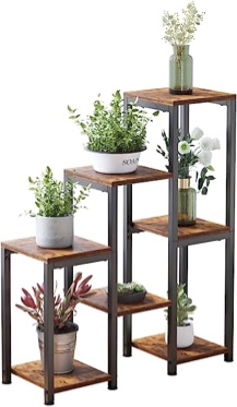 FFPOPU 3 Tier 7 Potted Plant Stand Indoor, Plant Stands for Indoor Plants Multiple, Corner Plant Shelf for Living Room, Tiered Plant Holder, Metal Plant Table