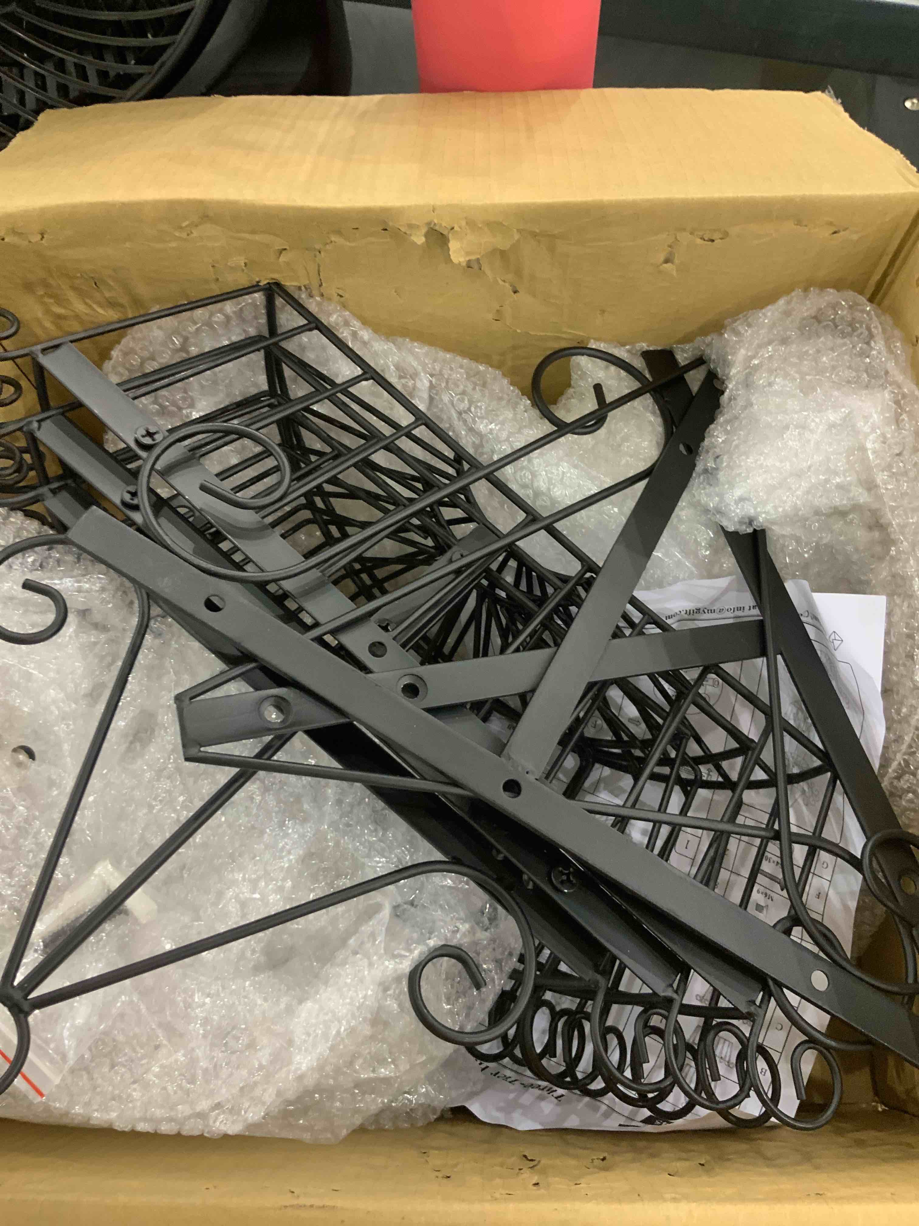 MyGift Wall Mounted Black Metal Fruit Basket, 3 Tier Hanging Shelf Produce and Vegetable Storage Rack with Scrollwork Design