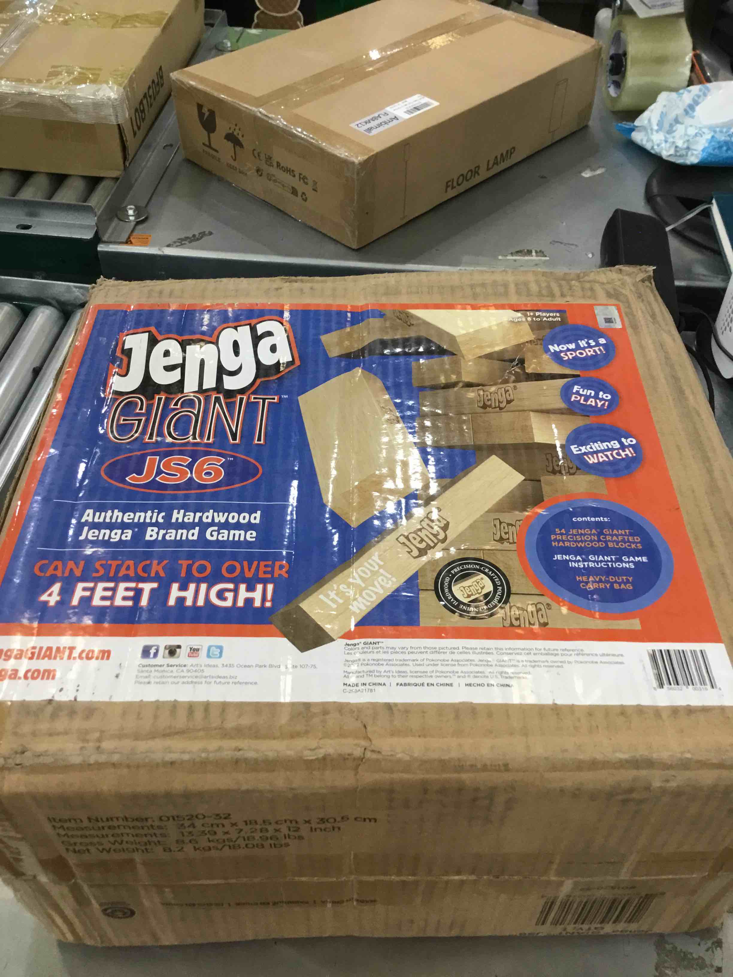 Jenga Official Giant JS6 - Extra Large Size Stacks to Over 4 feet, Includes Heavy-Duty Carry Bag, Premium Hardwood Blocks, Splinter Resistant, Precision-Crafted Known Brand Game