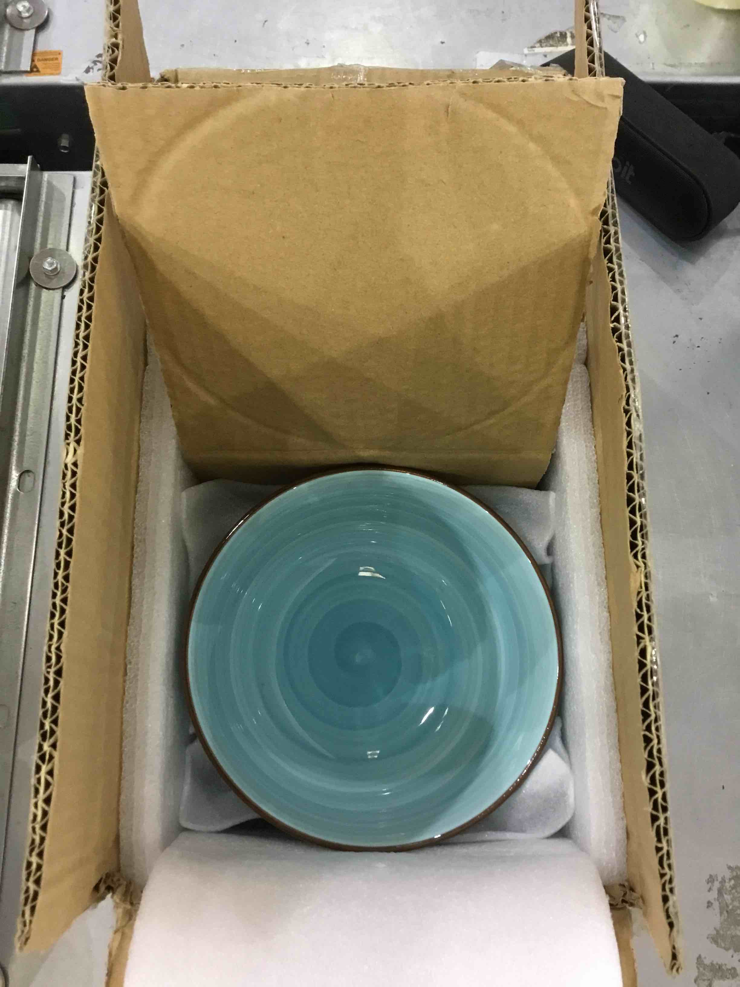 Sweese 145.407 Porcelain Bowls - 42 Ounce for Salad, Fruits and Popcorn - Set of 4, Steel Blue