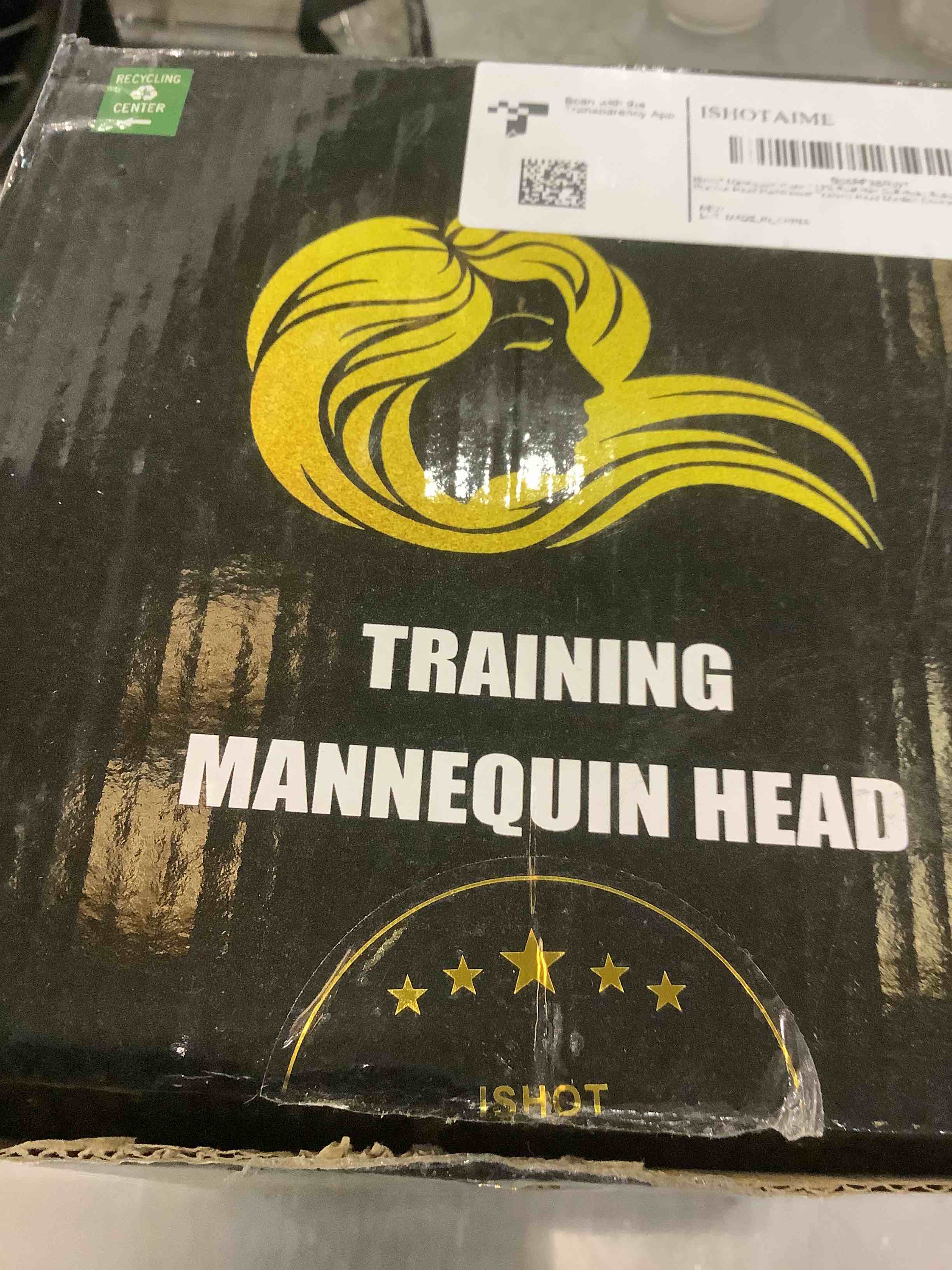 ISHOT Mannequin Head 100% Real Hair Doll Head Beauty School Hair Practice Head Hairdresser Training Head Manikin Cosmetology