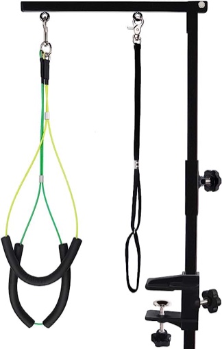 Foldable Pet Grooming Arm with Clamp, Kalolary Dog Grooming Loop Noose & Two No Sit Haunch Holder, 35.5" Height Adjustment Grooming Arm for for Medium & Small Dogs