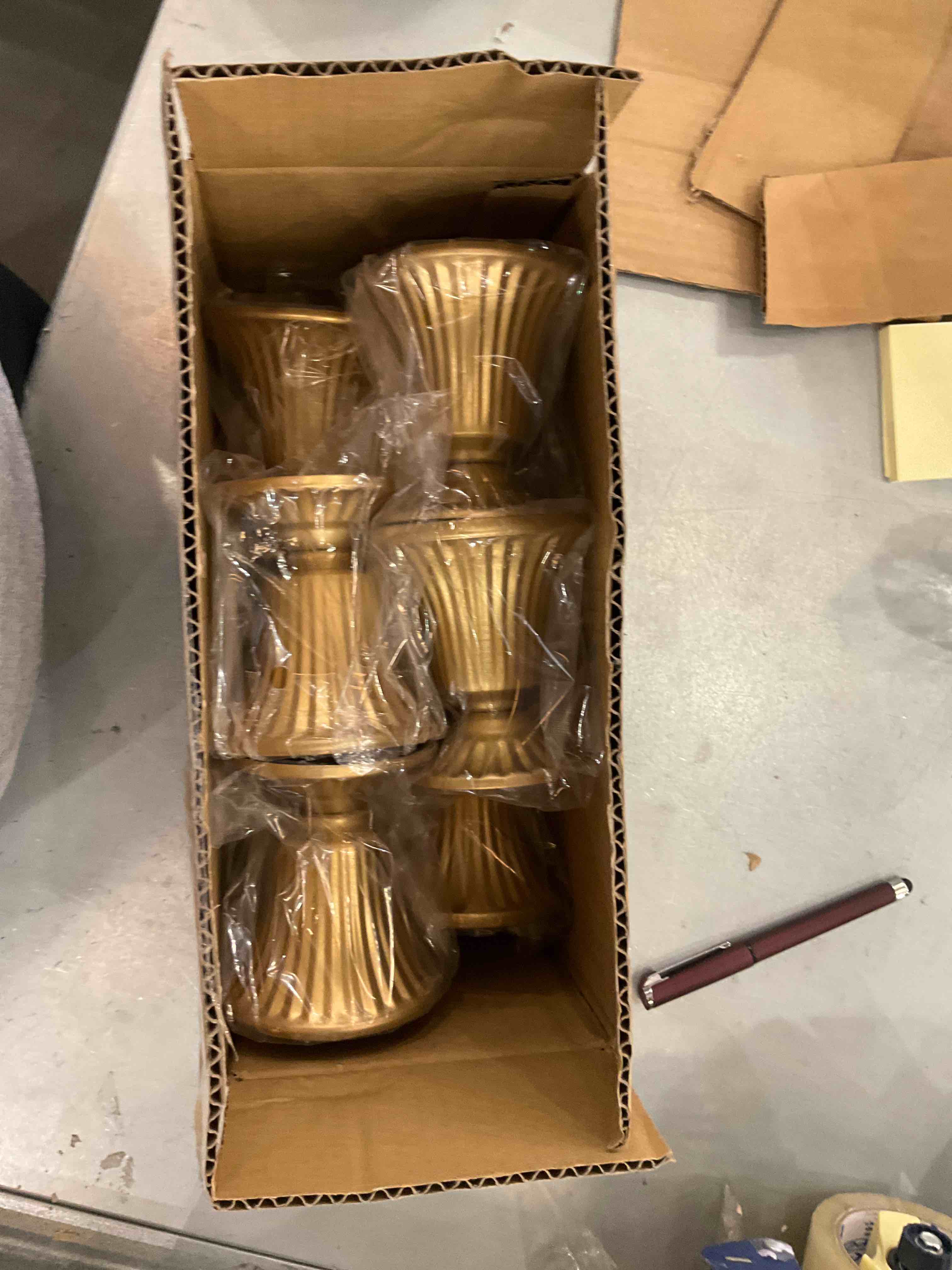 Nuptio Pcs of 10 Mini Sized Metal Wedding Centerpieces Vase for Wedding Party Decoration, 10cm/3.94" Tall Trumpet Vase Flower Holder for Anniversary Ceremony