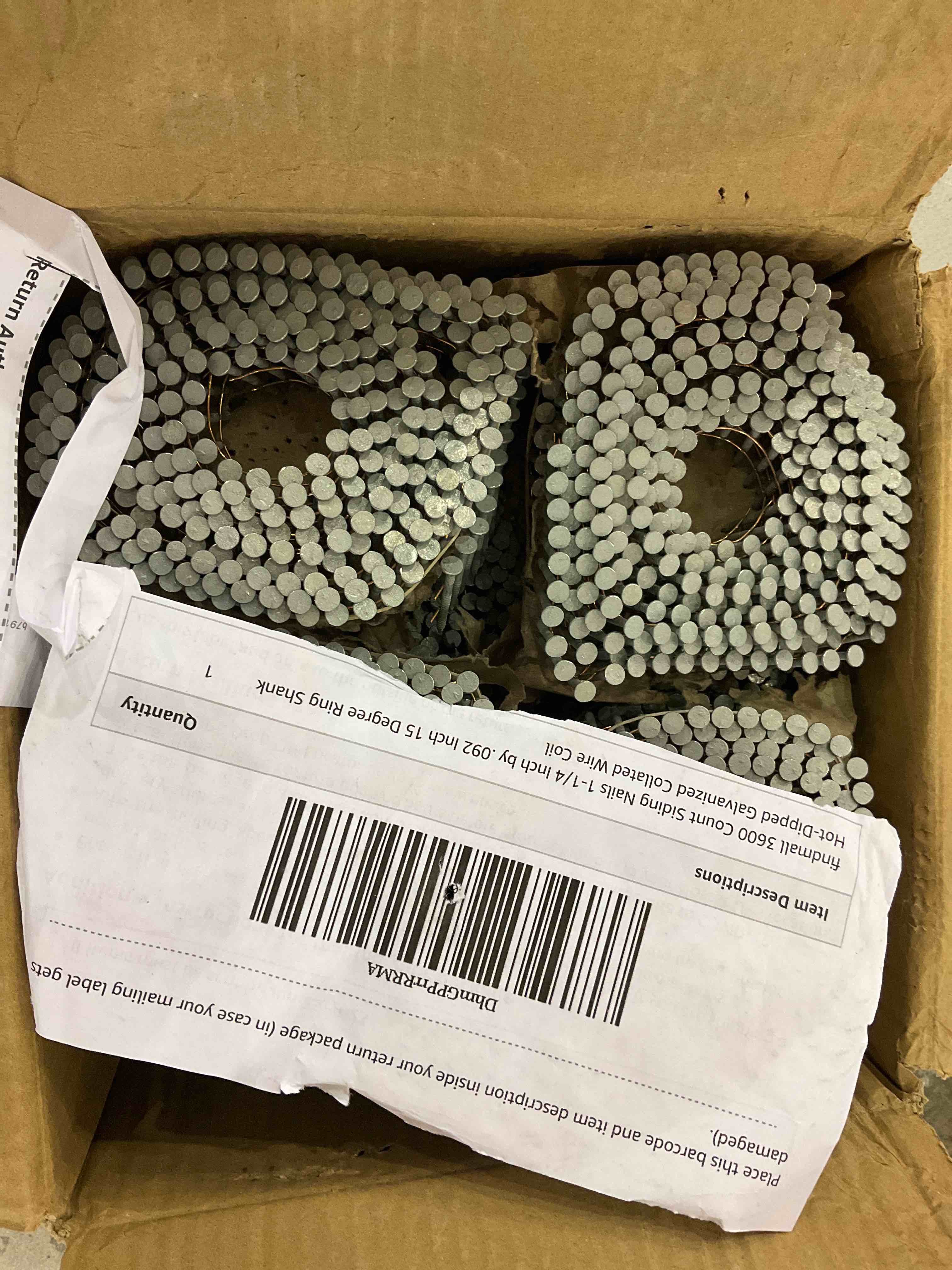 findmall 3600 Count Siding Nails 1-1/4 Inch by .092 Inch 15 Degree Ring Shank Hot-Dipped Galvanized Collated Wire Coil