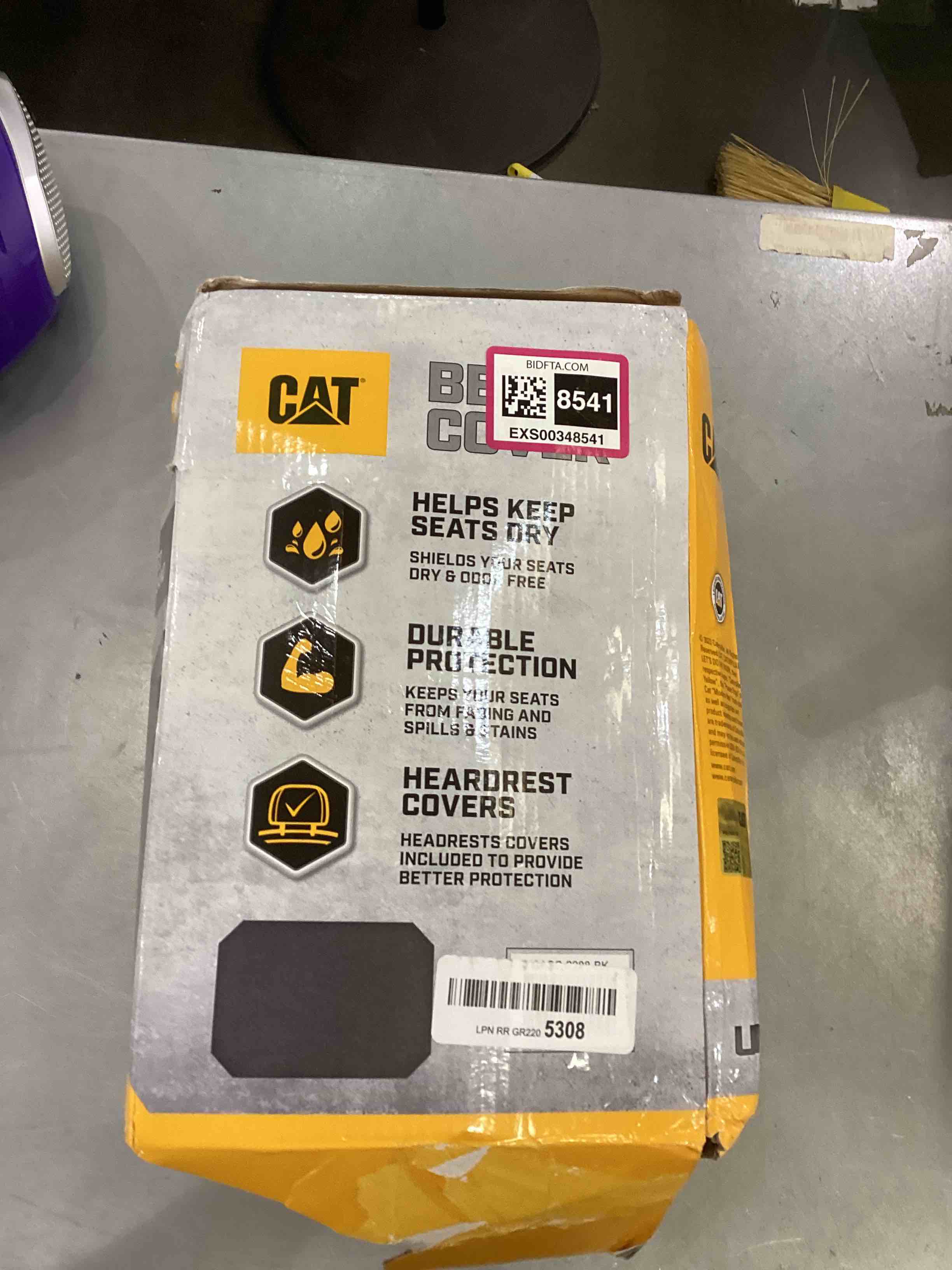 CAT?« Flexfit Seat Cover for Cars Trucks SUV, Zipper Split Rear Bench Protector with Durable Canvas Material, Interior Cover in Black