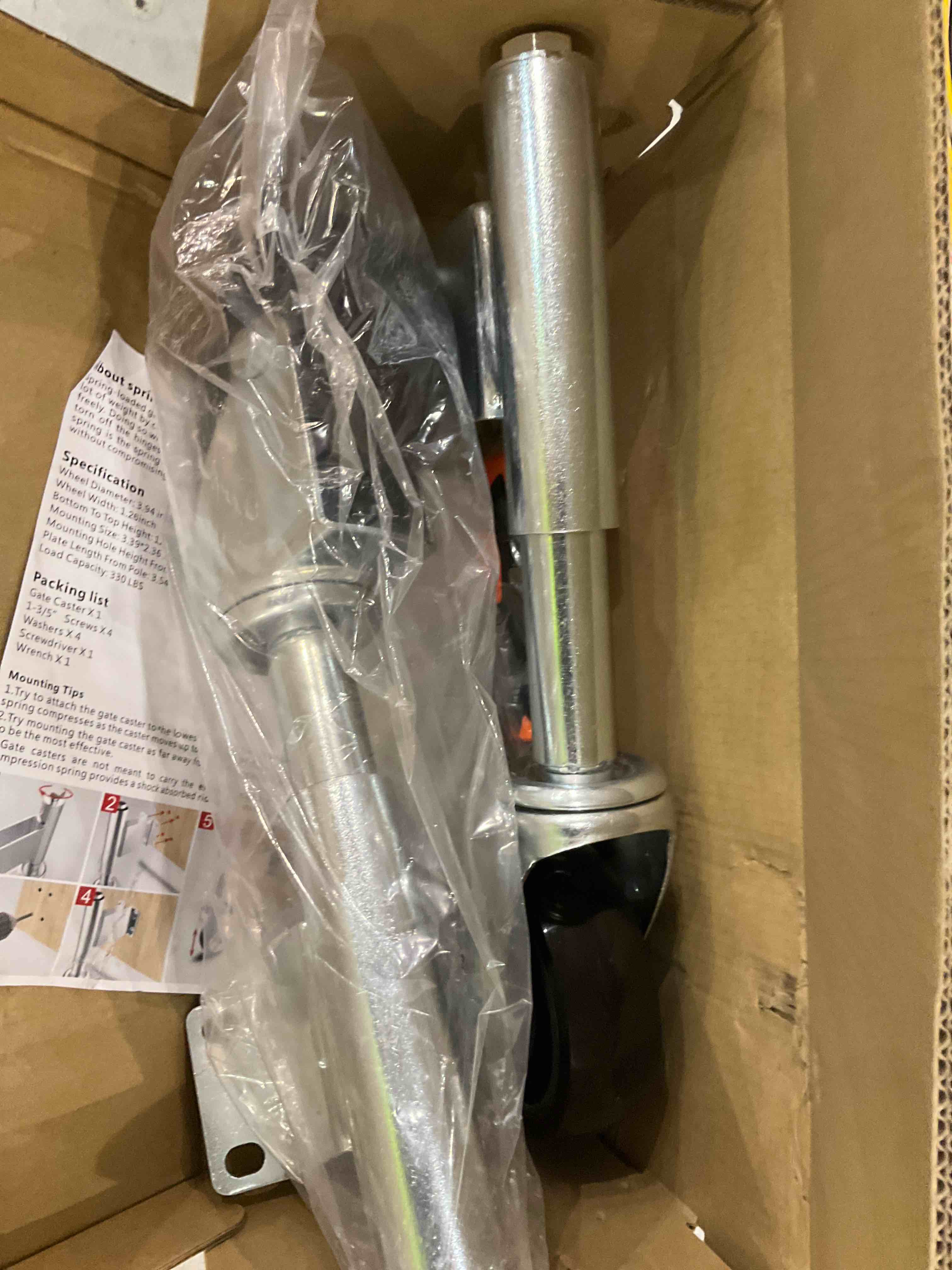 Homhoo Spring Loaded Gate Casters 4� Heavy Duty Gate Caster Wheels with Hardware (Pack of 2)