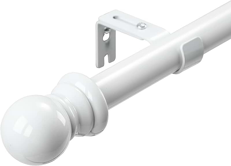 HOSKO White Curtain Rods - Curtain Rods for Windows 66 to 120 Inches - 1 Inch Curtain Rods Including Three Mounting Metal Curtain Rods Brackets (White)
