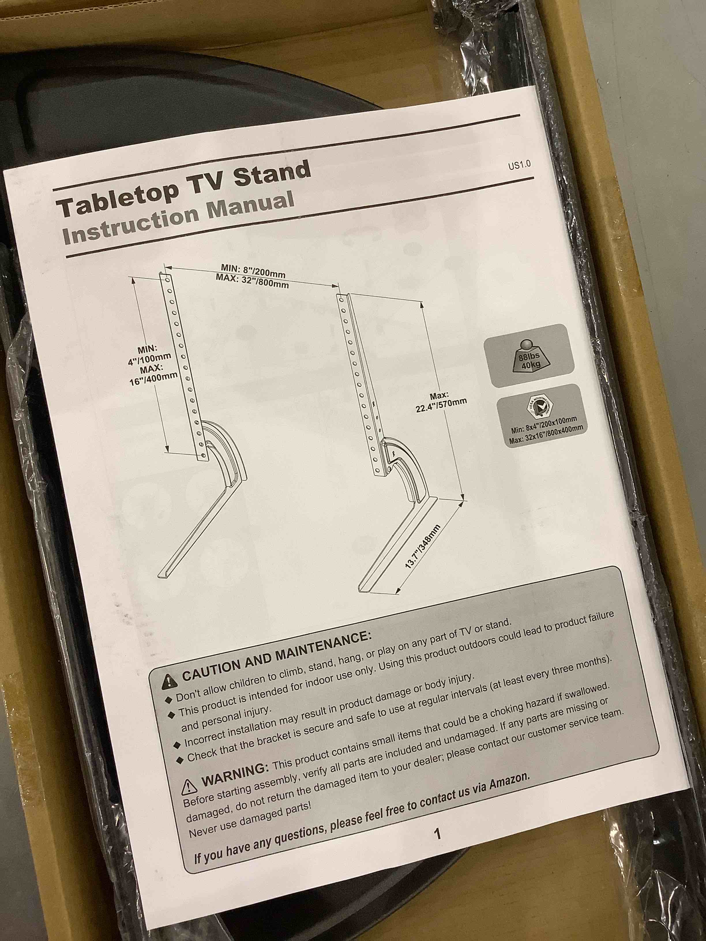 MOUNTUP Universal Table Top TV Stand for Most 27-55 Inch LCD LED Flat Screen TVs, Replacement Table Top TV Base with 3-Level Height Adjustment, TV Leg Max VESA 800x400mm, Holds up to 88lbs MU1009