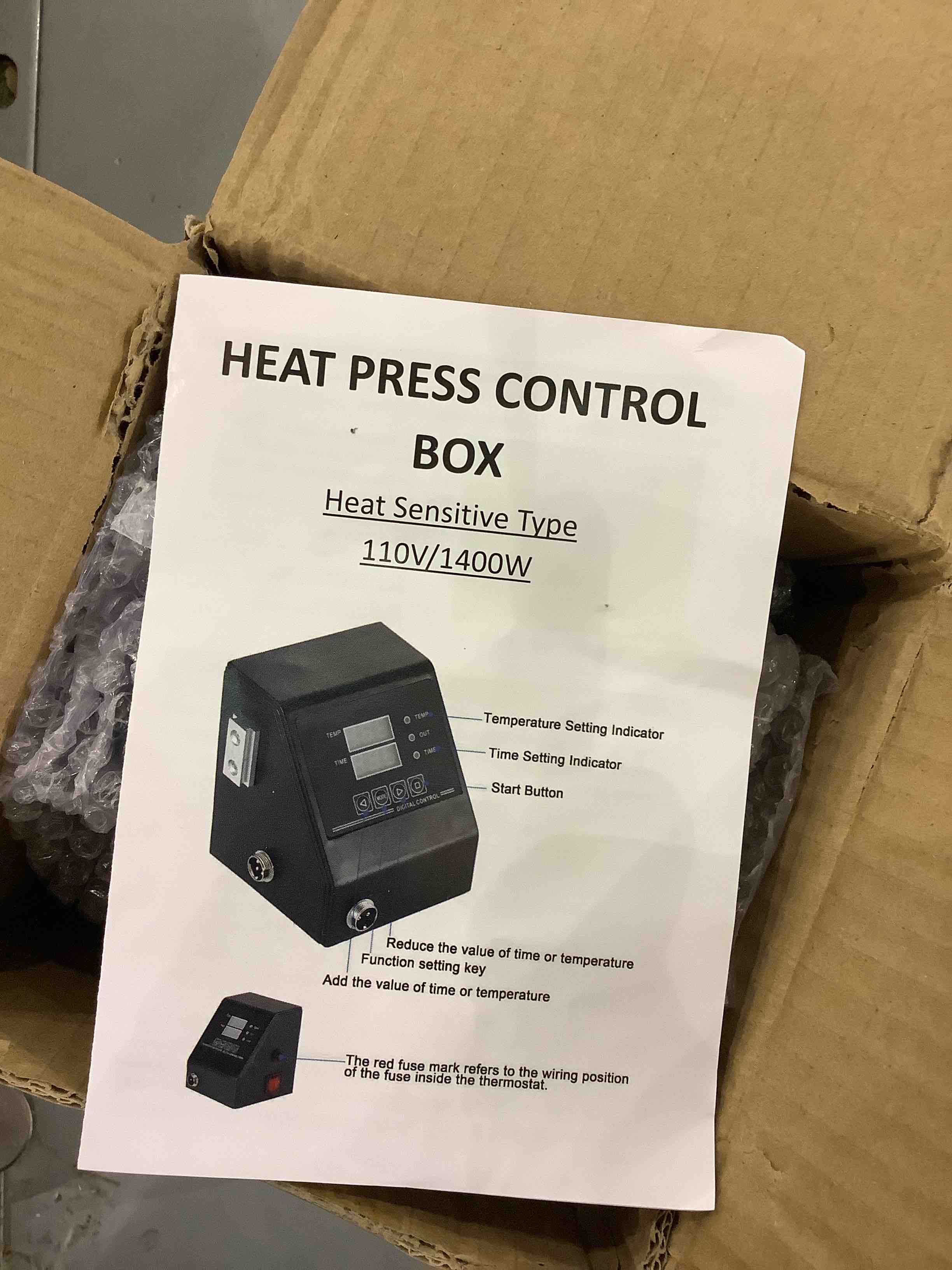 BEAMNOVA 110V 1400W Heat Press Control Box Replacement Parts for 15x15 Inch Heat Sensetive Press Machine Digital Power Time Temperature Controller 0-480??F Settings Accessories