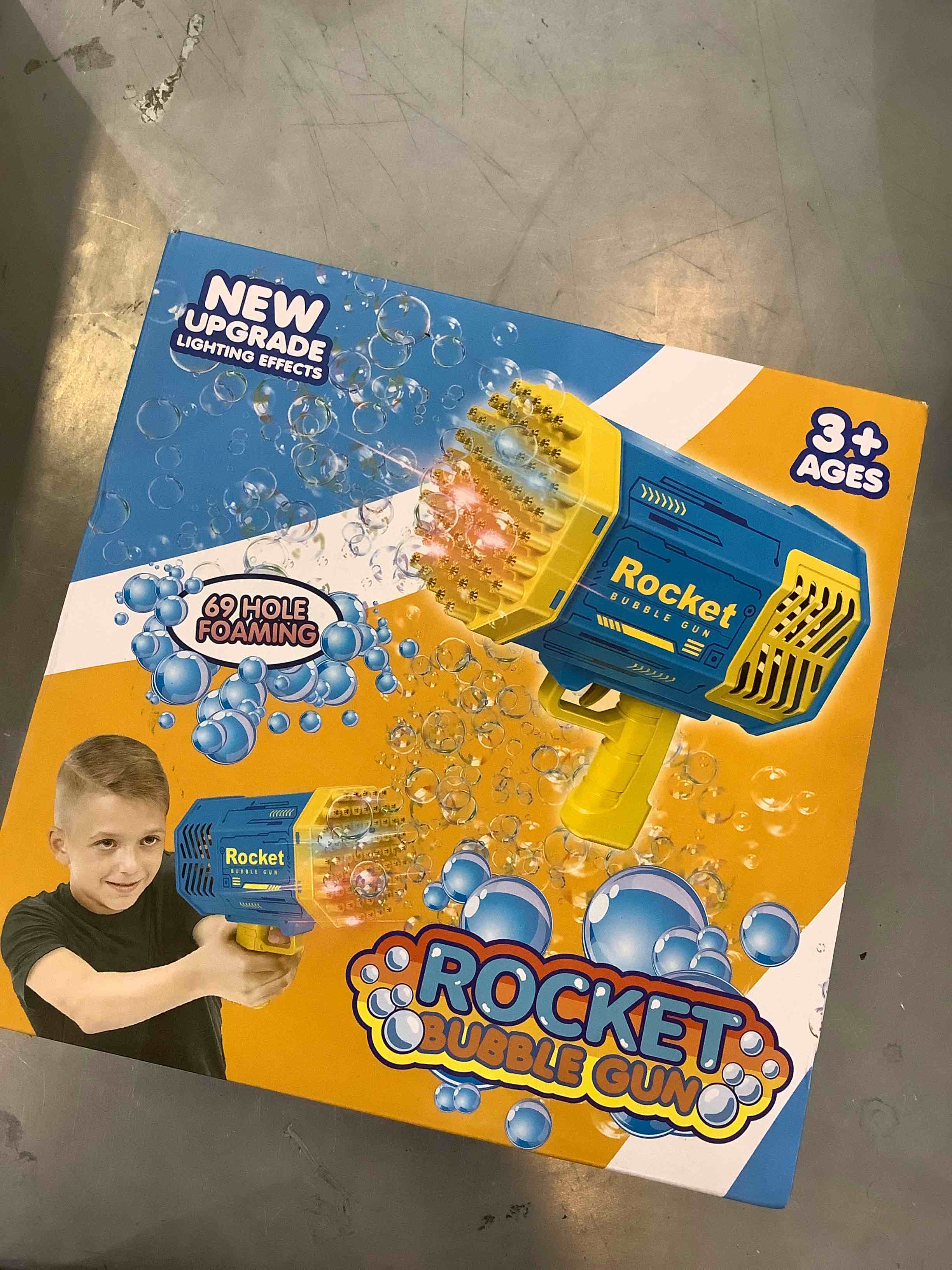 SHCKE Bubble Machine, 69 Holes Bubble Machine with Colorful Lights, TIK Tok Bubble Makers for Kids Adults Summer Outdoor Birthday Wedding Party Activity [Blue]